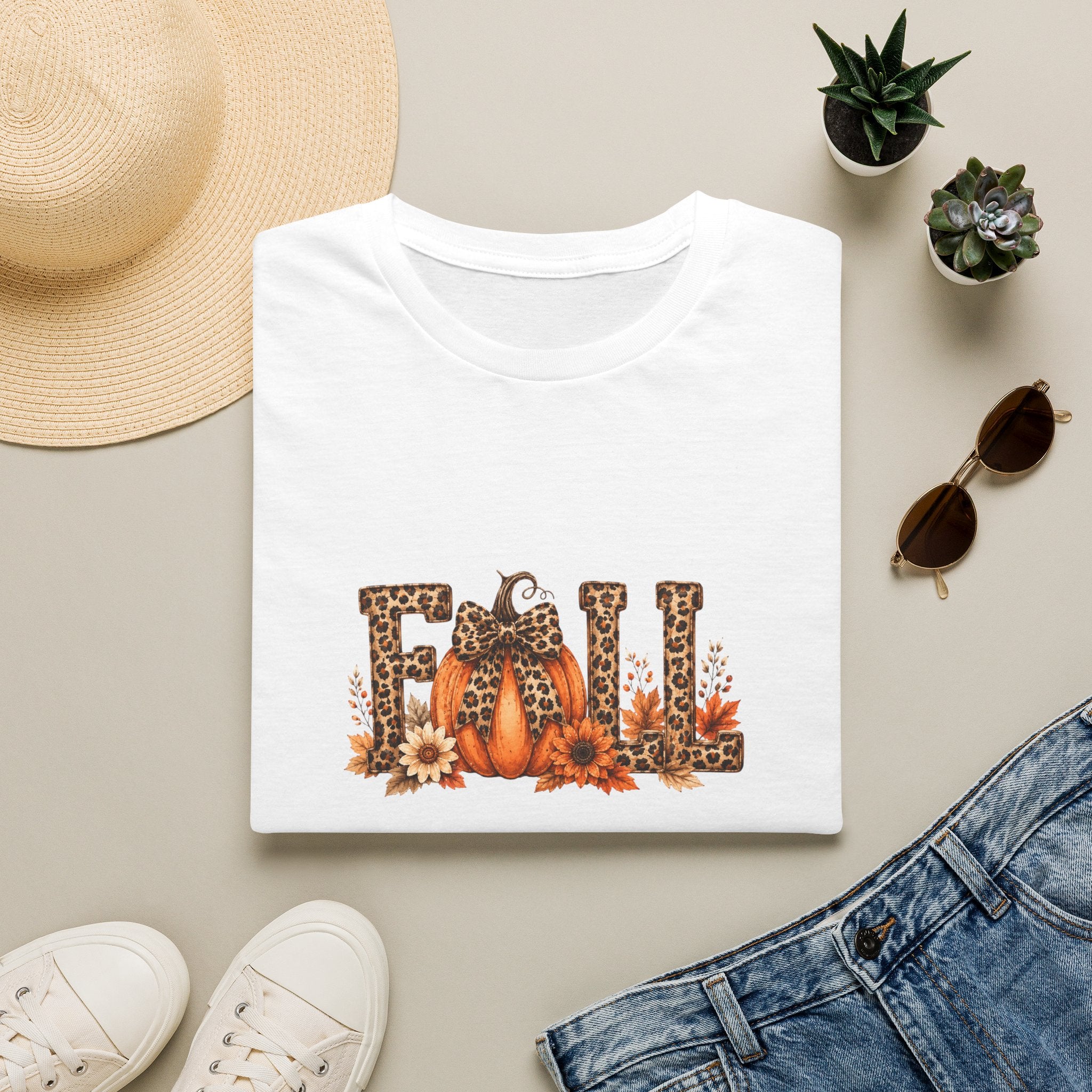 Fall Leopard Pumpkin T-Shirt — Cute Autumn Gift for Women Floral Graphic Tee