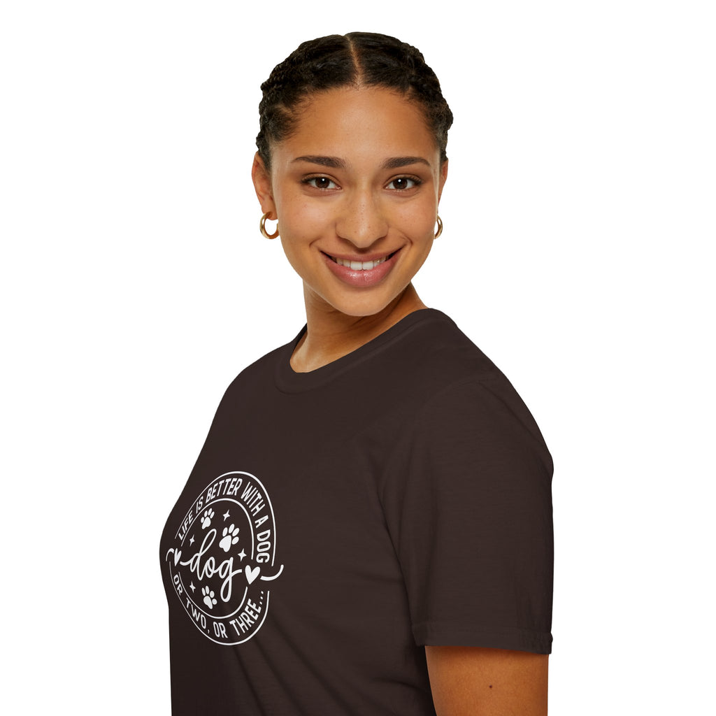 Life Is Better With a Dog T-Shirt — Funny Dog Lover Gift for Women Paw Print Tee