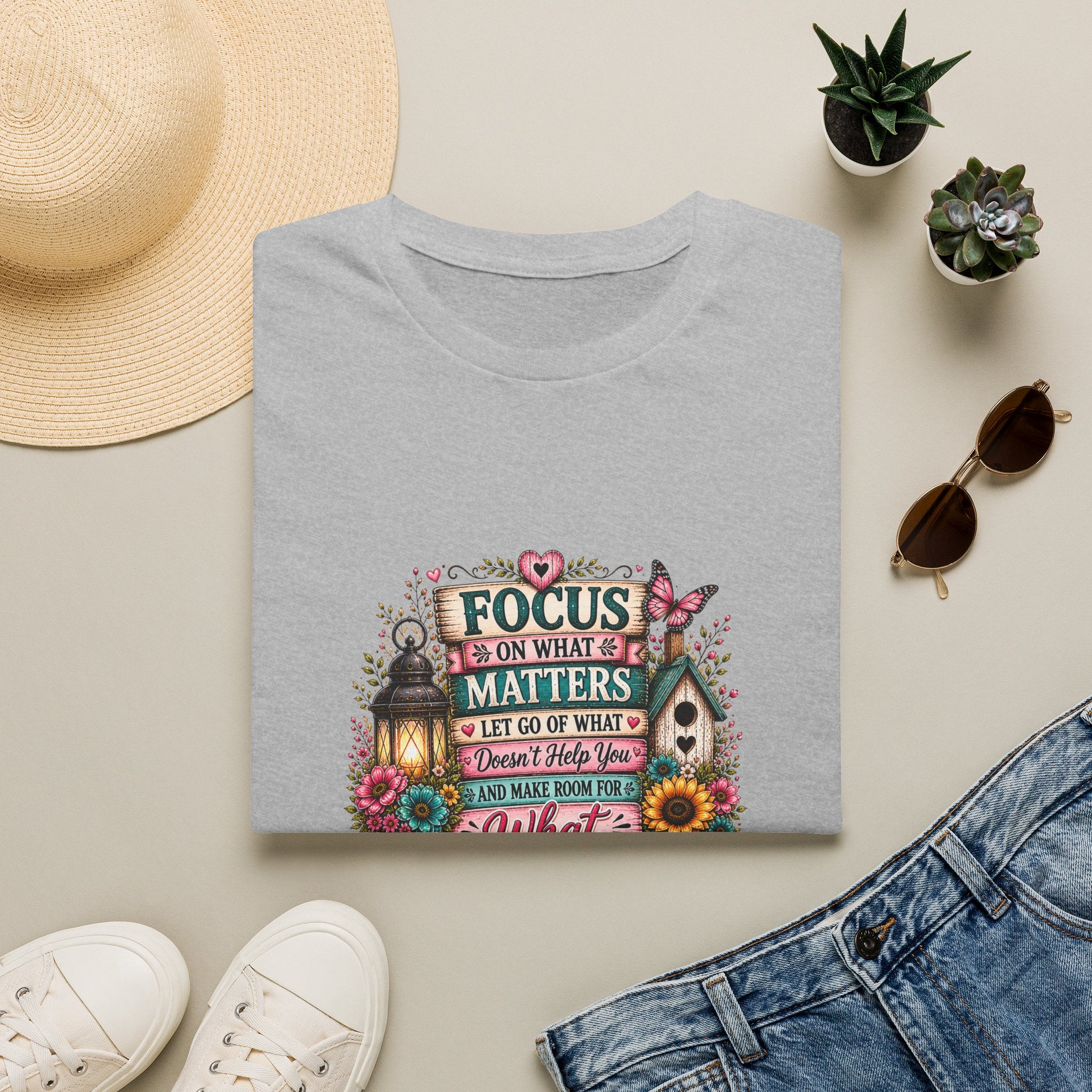 Focus on What Matters Floral T-Shirt — Inspirational Motivational Gift for Women Tee
