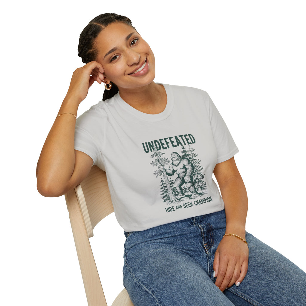 Undefeated Bigfoot T-Shirt — 'Hide and Seek Champion' Graphic Tee