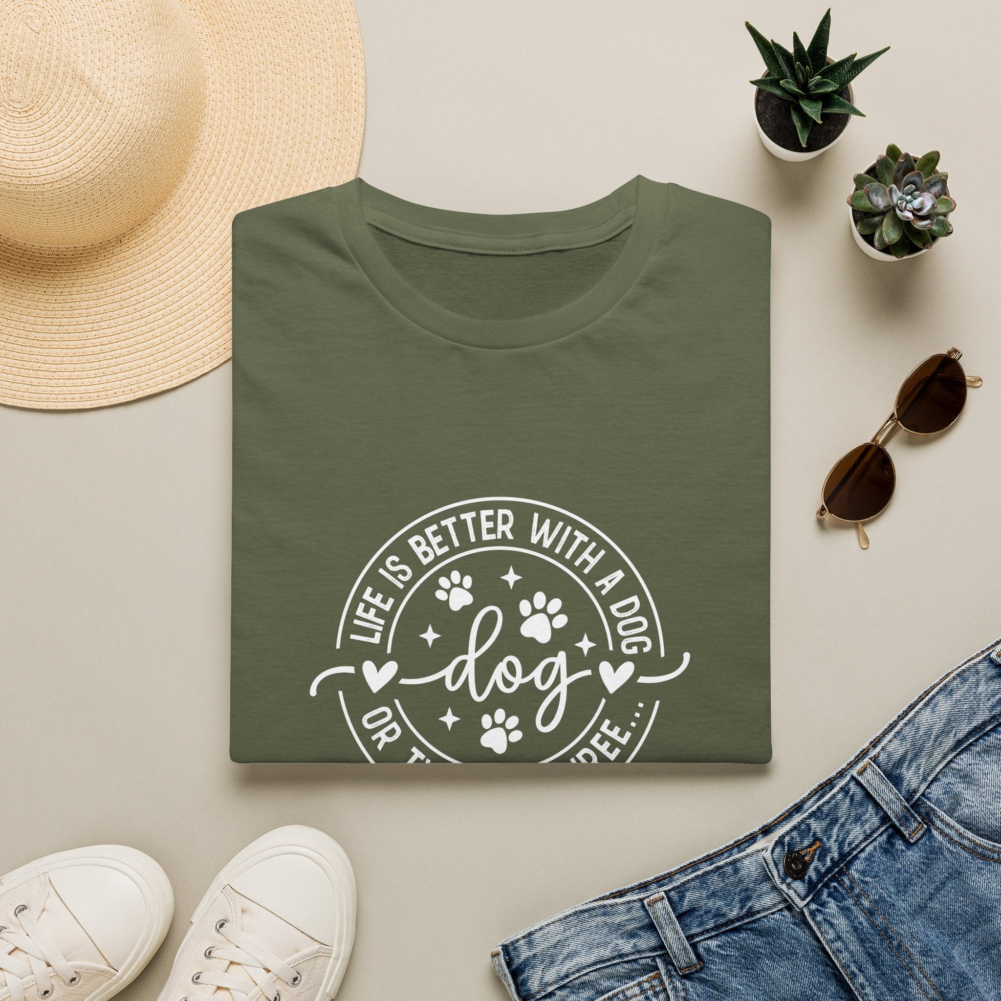 Life Is Better With a Dog T-Shirt — Funny Dog Lover Gift for Women Paw Print Tee