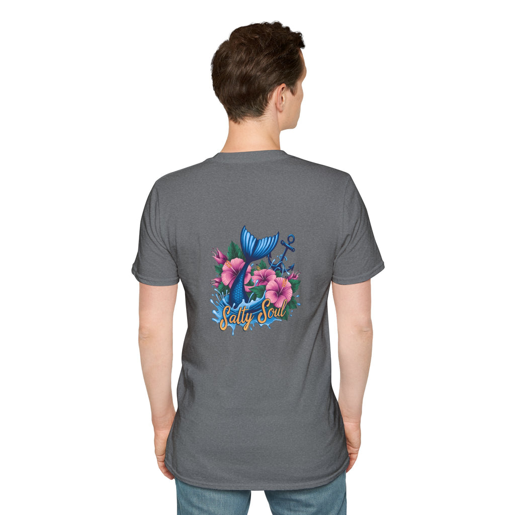 Salty Soul Mermaid Anchor Floral T-Shirt — Cute Beach Gift for Women Nautical Tee