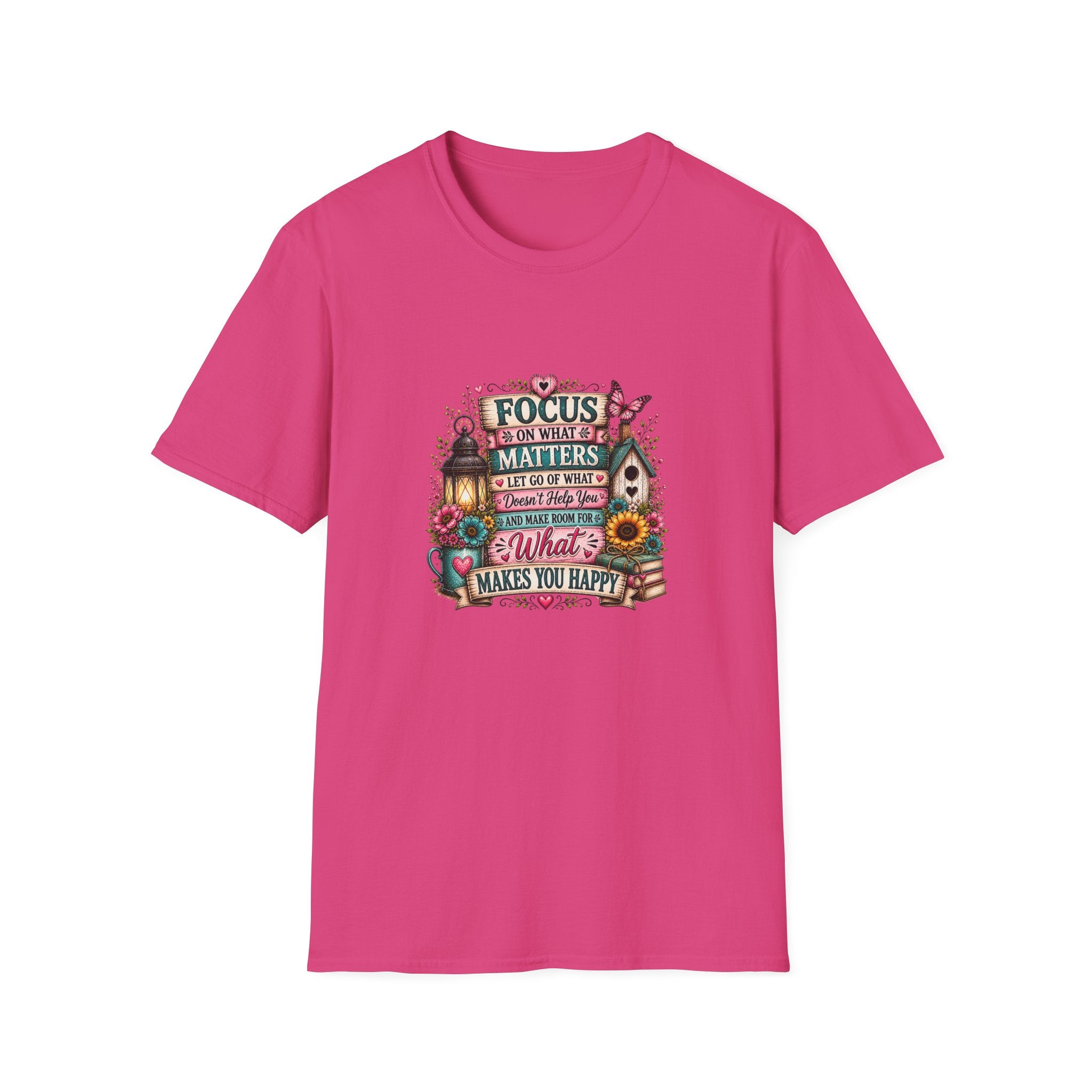 Focus on What Matters Floral T-Shirt — Inspirational Motivational Gift for Women Tee