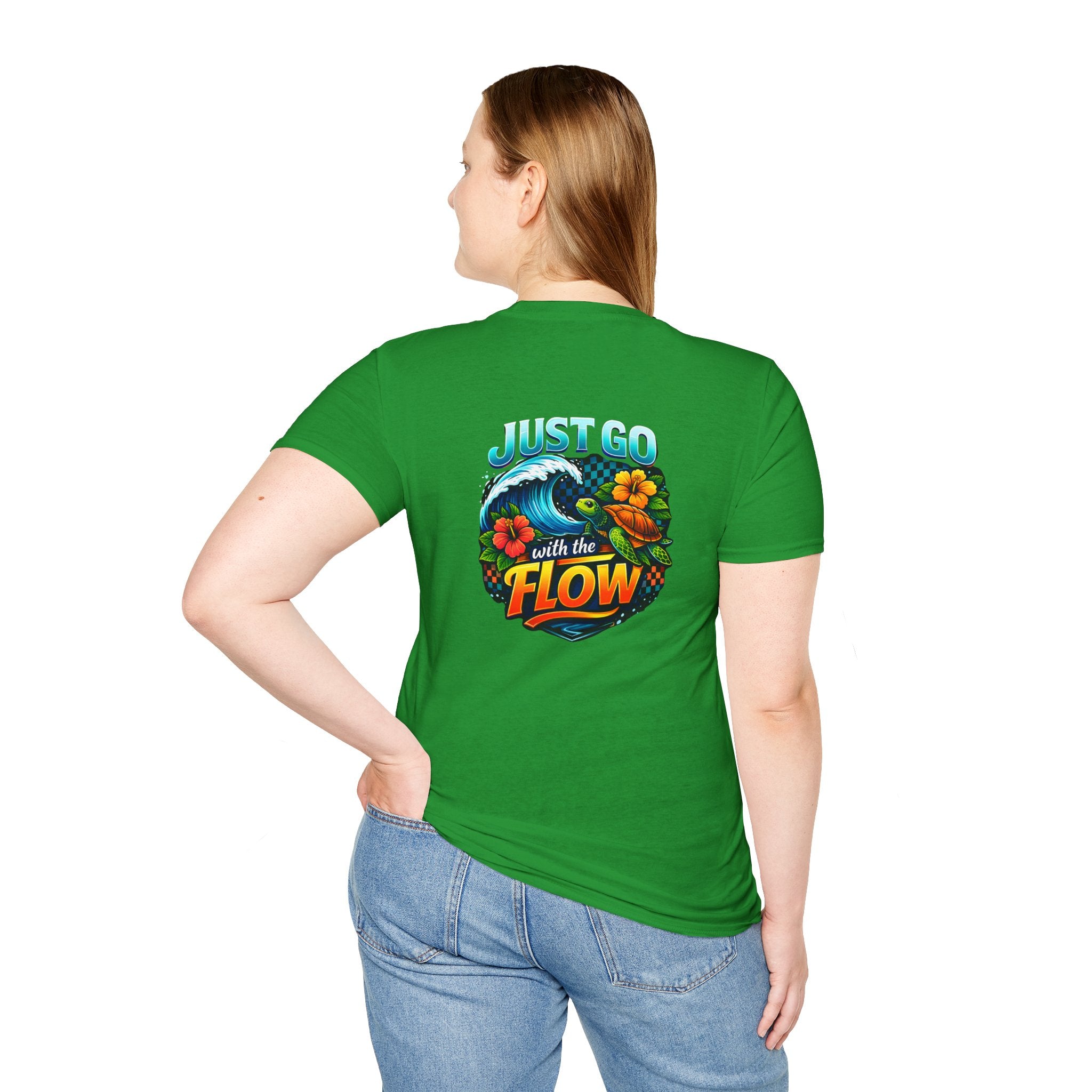 Go With the Flow Sea Turtle T-Shirt — Cute Beach Gift for Women Ocean Floral Tee