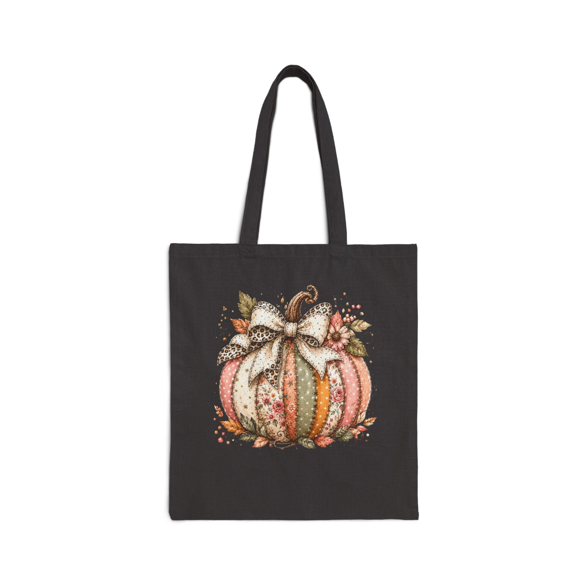 Rustic Fall Pumpkin Canvas Tote Bag — Cute Harvest Gift for Women Grocery Shopper