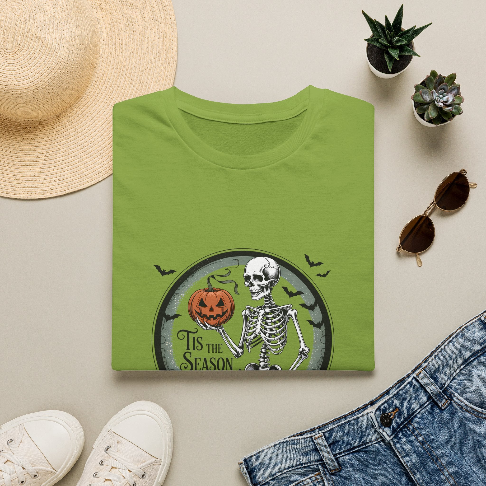 Tis the Season Skeleton Pumpkin T-Shirt — Funny Halloween Gift for Women Graphic Tee