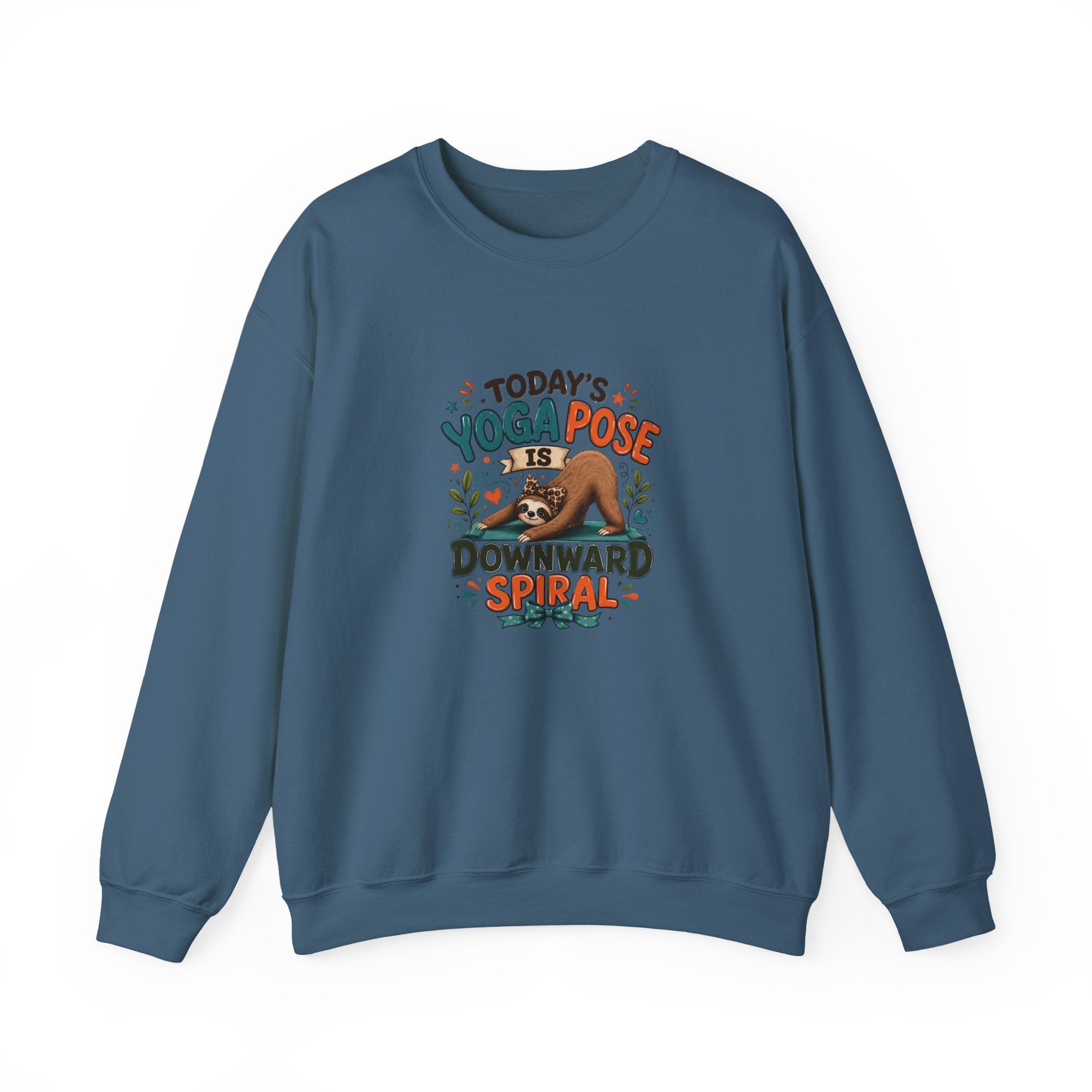 Downward Spiral Sloth Sweatshirt — Funny Lazy Gift for Her Yoga Pose Crewneck