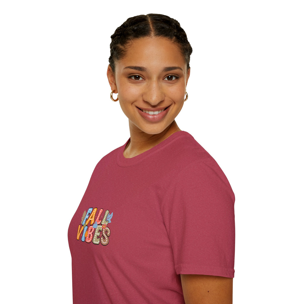 Fall Vibes Colorful Autumn T-Shirt — Cute Fall Gift for Women Graphic Tee