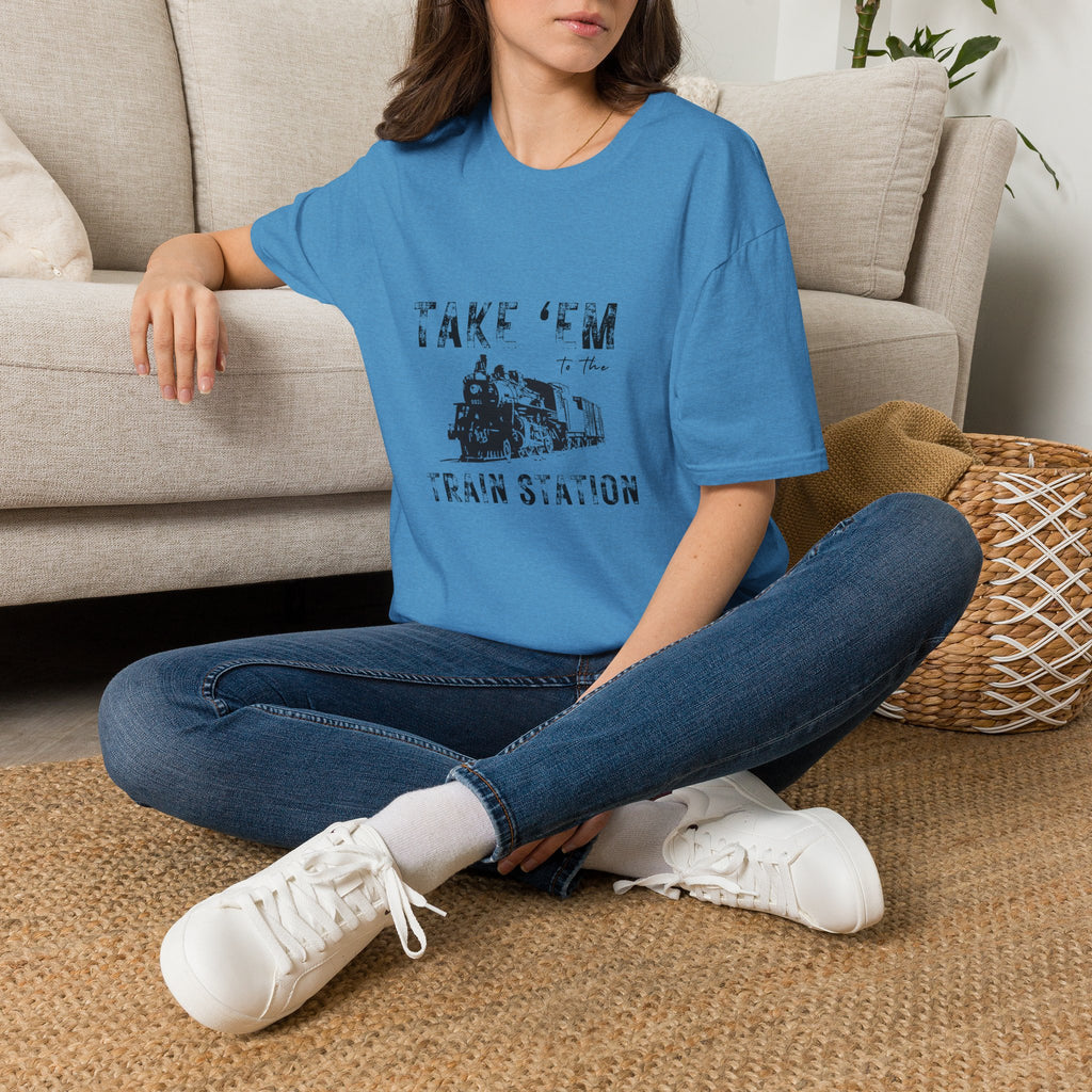 Take 'Em to the Train Station T-Shirt — Funny Sarcastic Gift Vintage Engine Graphic Tee