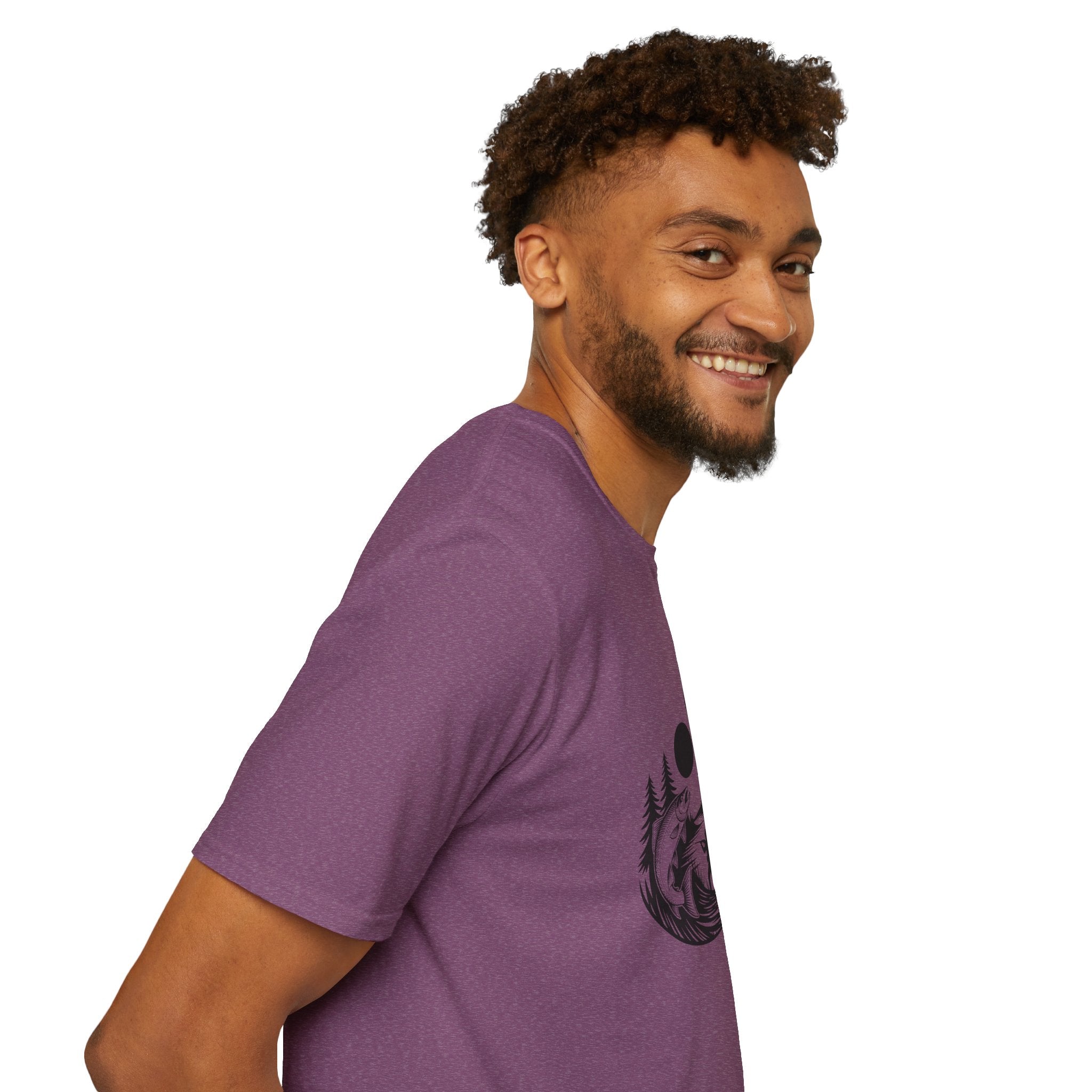 Deer & Fish Forest Silhouette T-Shirt — Rustic Outdoor Gift for Hunters Graphic Tee