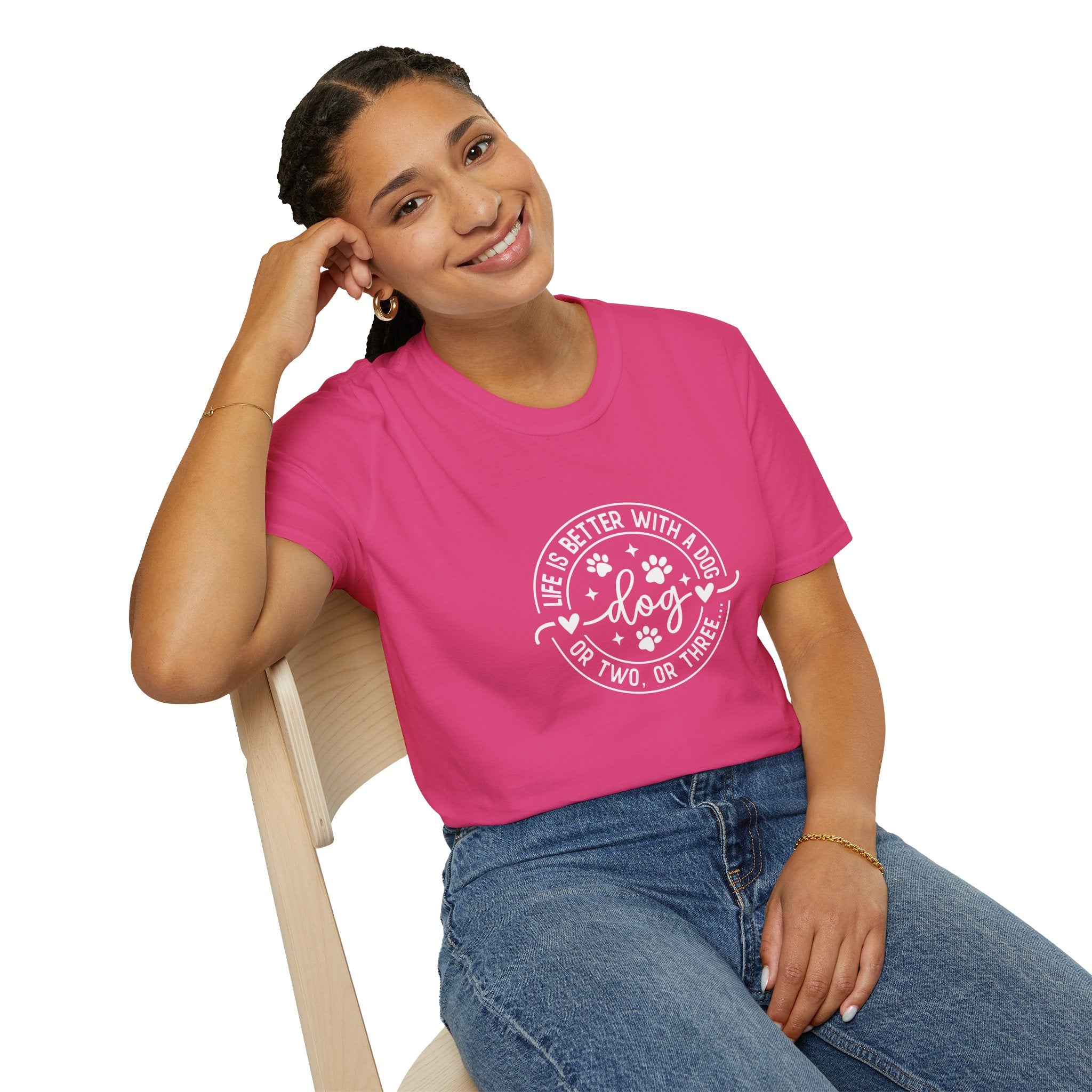 Life Is Better With a Dog T-Shirt — Funny Dog Lover Gift for Women Paw Print Tee