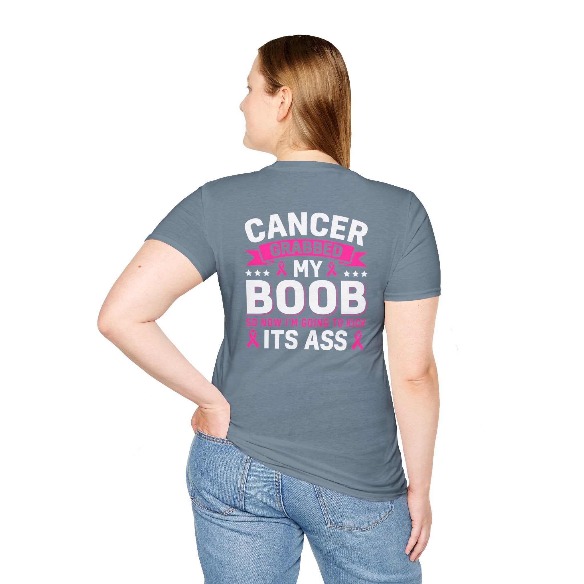 Cancer Grabbed My Boob Now I'm Going to Kick Its Ass T-Shirt — Funny Breast Cancer Awareness Gift