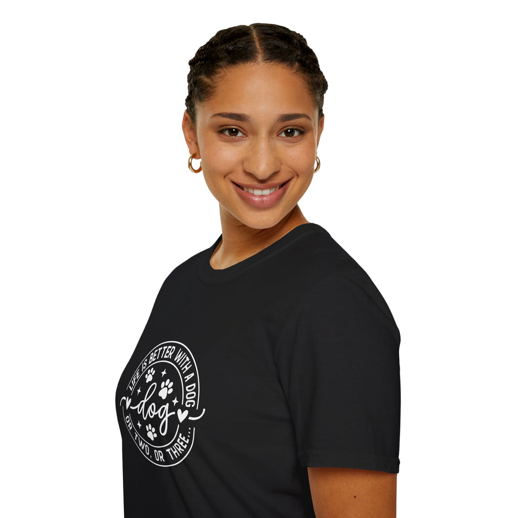 Life Is Better With a Dog T-Shirt — Funny Dog Lover Gift for Women Paw Print Tee