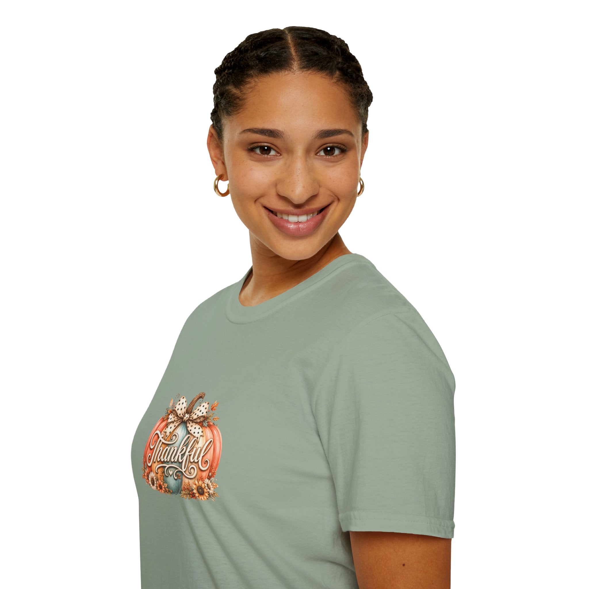 Thankful Pumpkin T-Shirt — Cute Fall Thanksgiving Gift for Women Graphic Tee