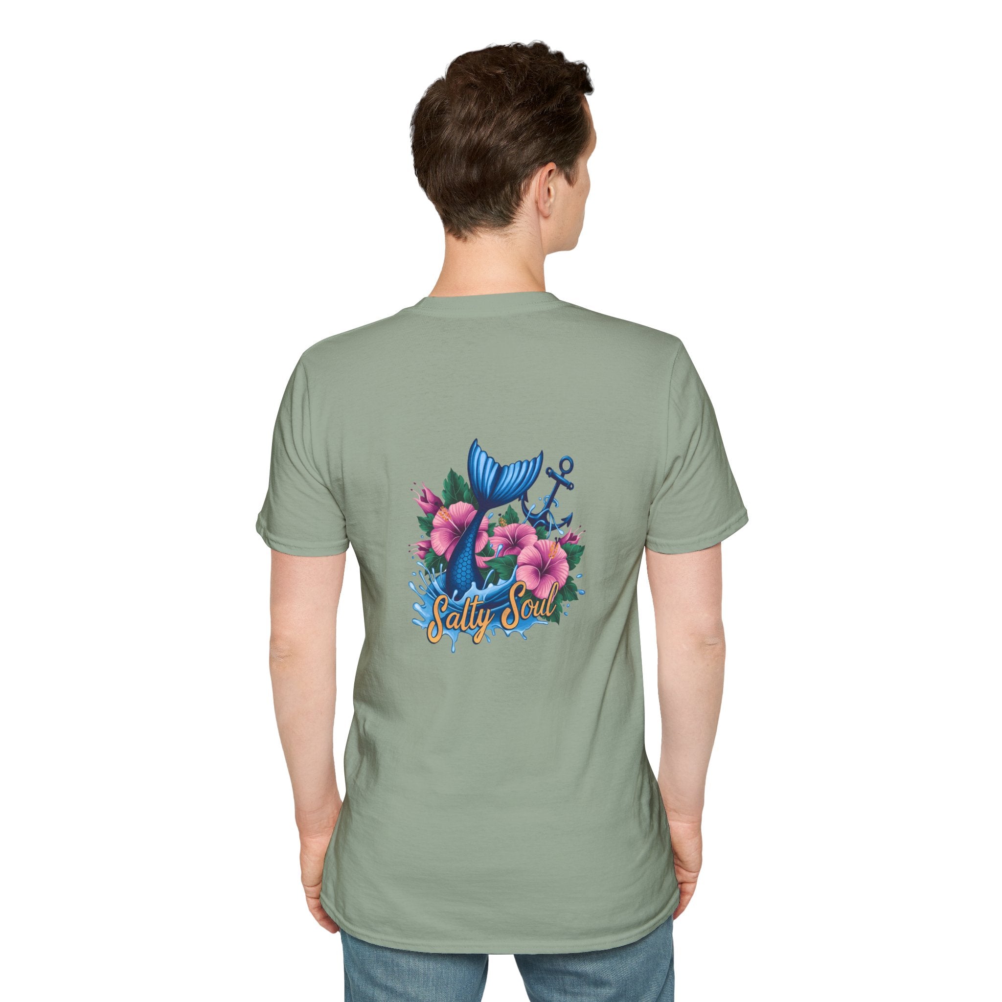 Salty Soul Mermaid Anchor Floral T-Shirt — Cute Beach Gift for Women Nautical Tee
