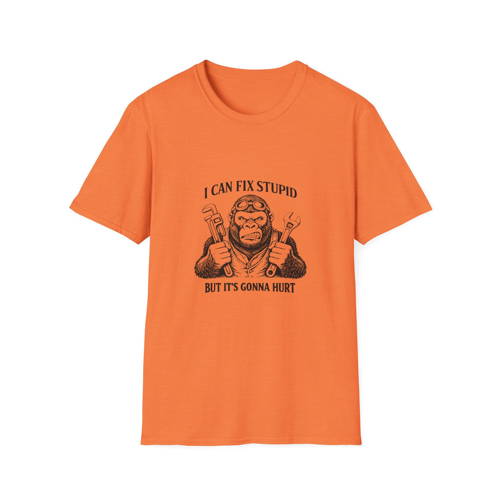 I Can Fix Stupid T-Shirt — Funny Mechanic Gift for Him Monkey Graphic Tee