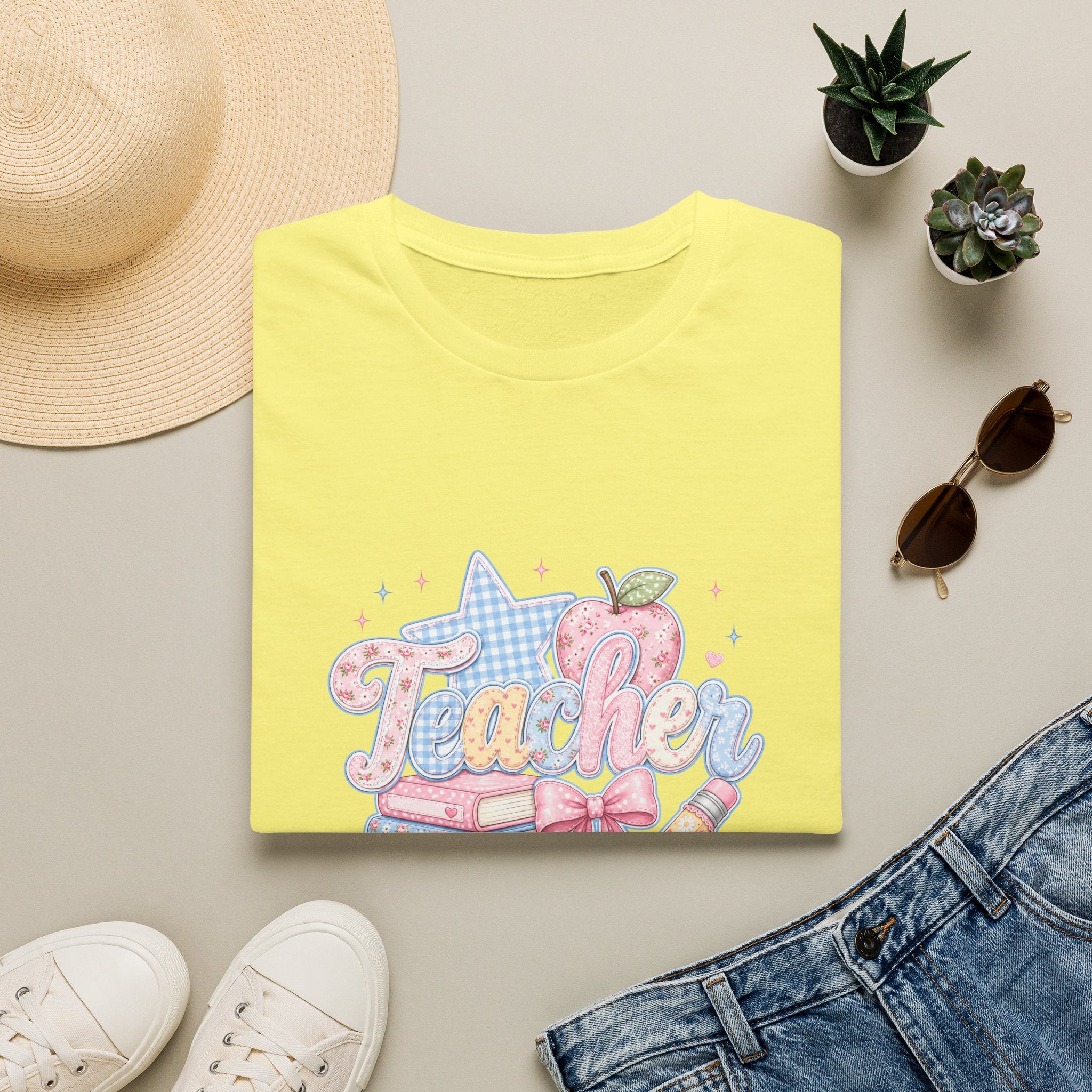 Cute Pastel Apple & Books Teacher T-Shirt — Funny Back-to-School Gift Graphic Tee