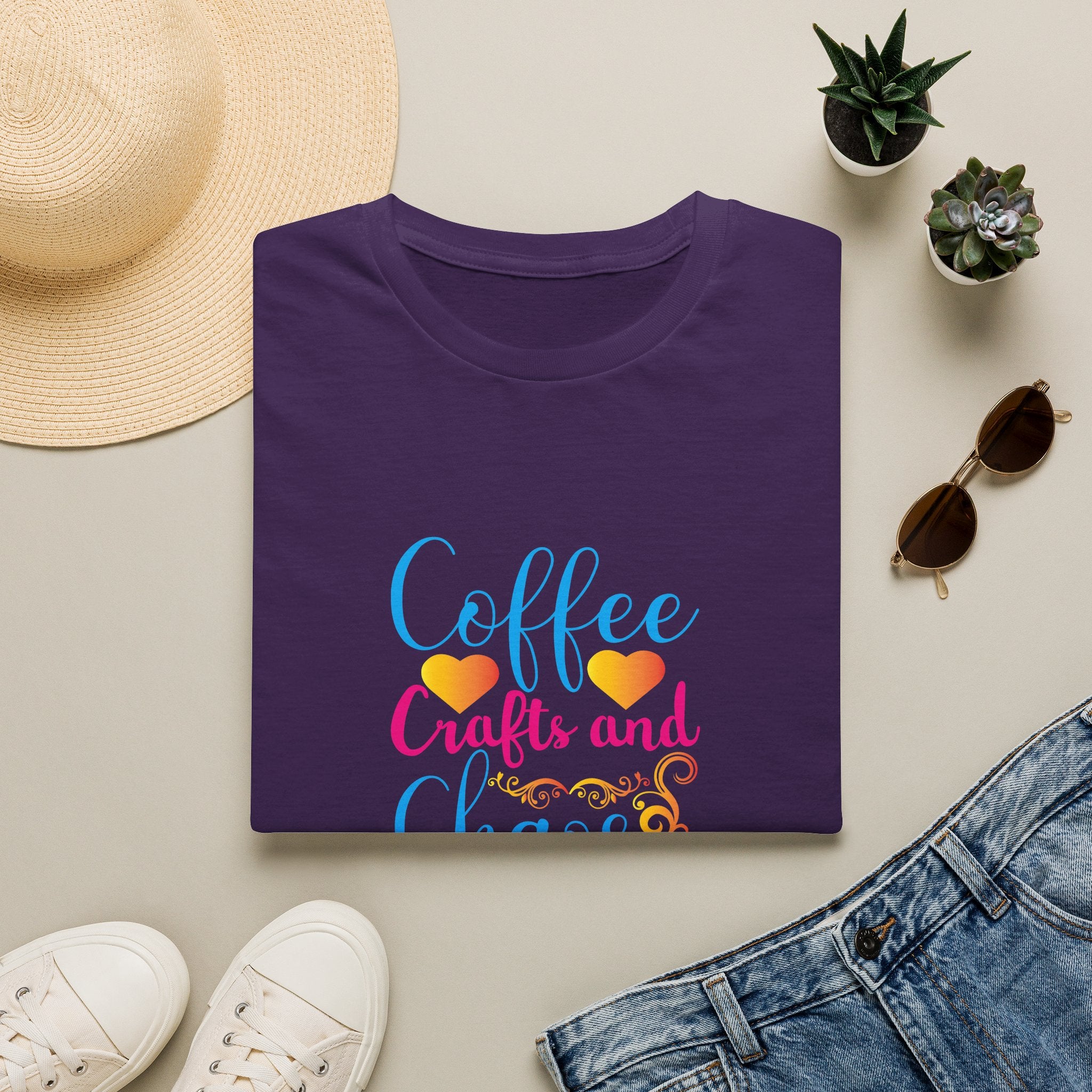 Coffee Crafts and Chaos T-Shirt — Funny Gift for Crafty Women Sarcastic Graphic Tee