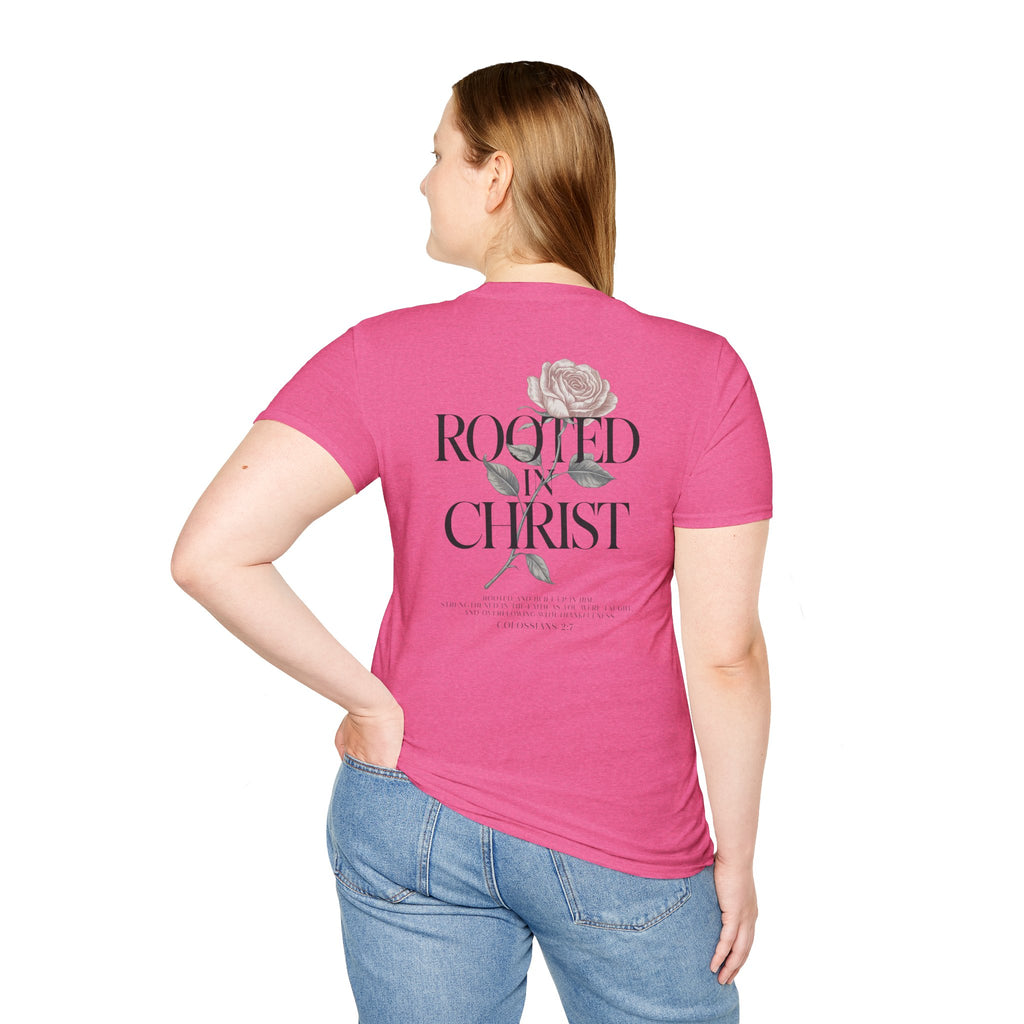 Rooted in Christ Floral T-Shirt — Christian Gift for Women Faith Graphic Tee