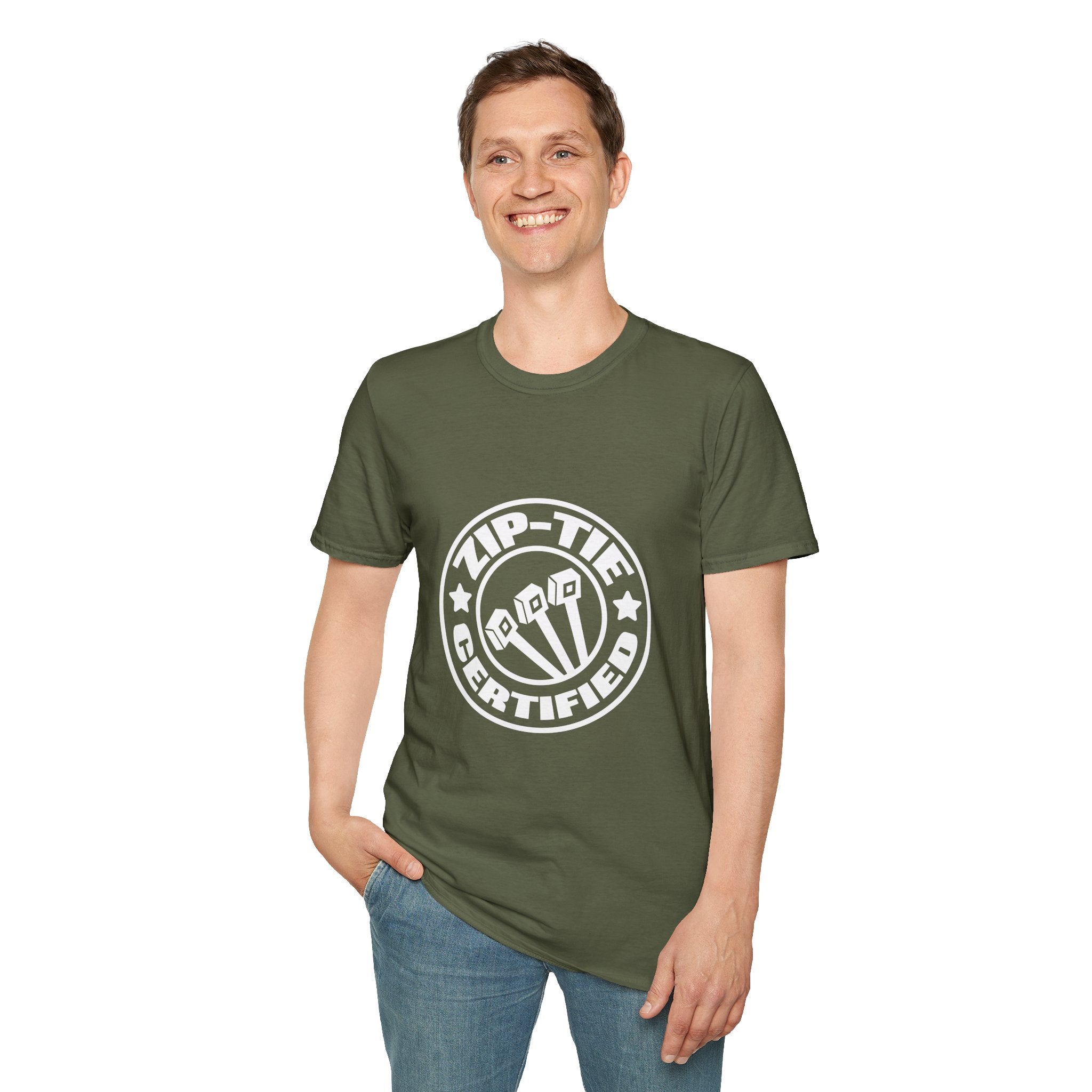 Zip-Tie Certified T-Shirt — Funny Handyman Gift for Him Bold Graphic Tee