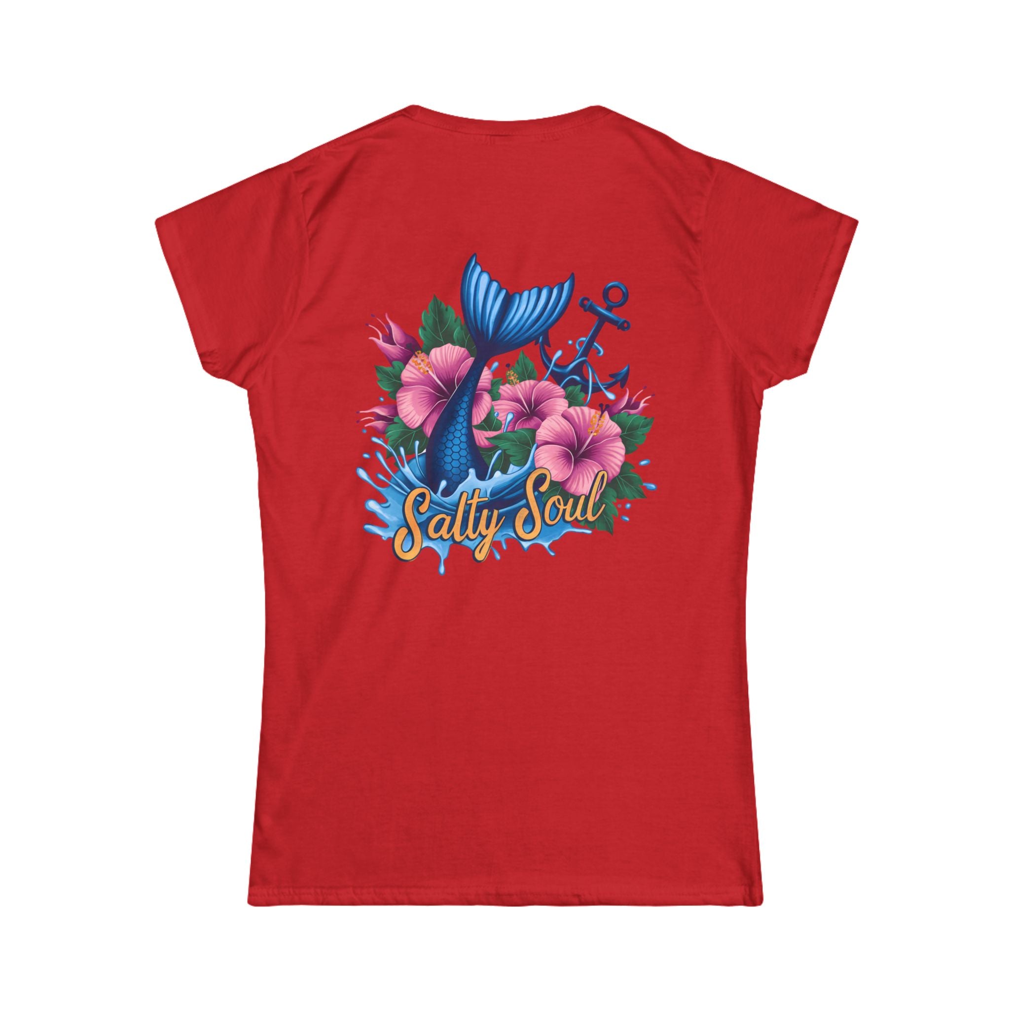 Salty Soul Floral Anchor Beach T-Shirt — Cute Nautical Gift for Women Graphic Tee