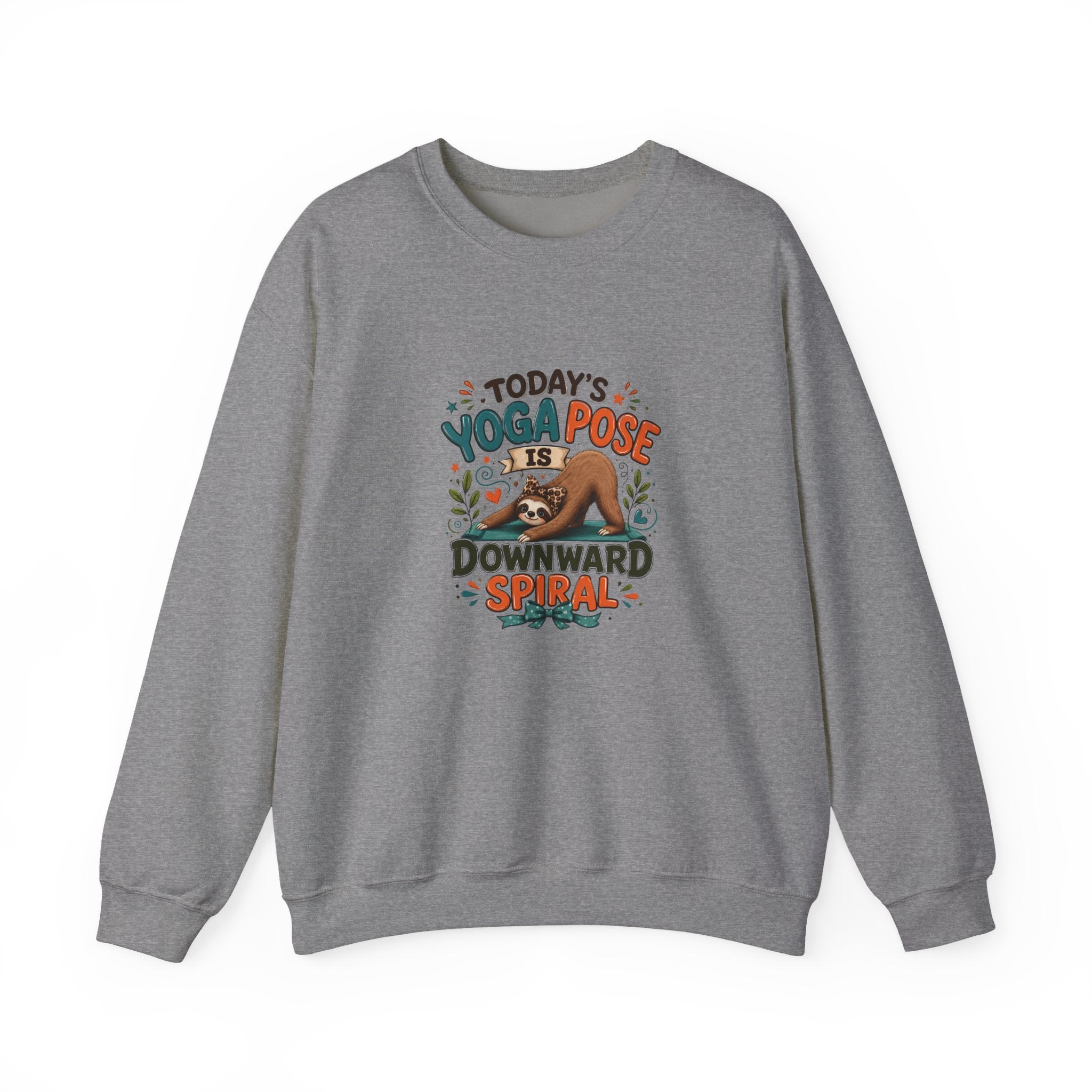 Downward Spiral Sloth Sweatshirt — Funny Lazy Gift for Her Yoga Pose Crewneck