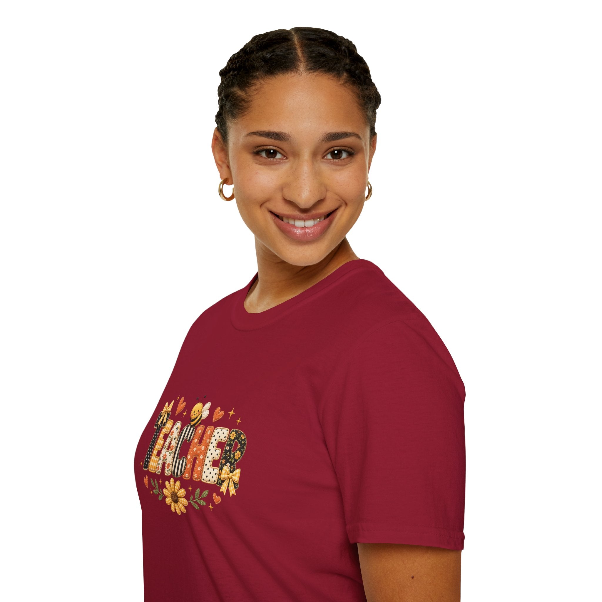 Teacher Floral Bee T-Shirt — Cute Back-to-School Gift for Teachers Graphic Tee