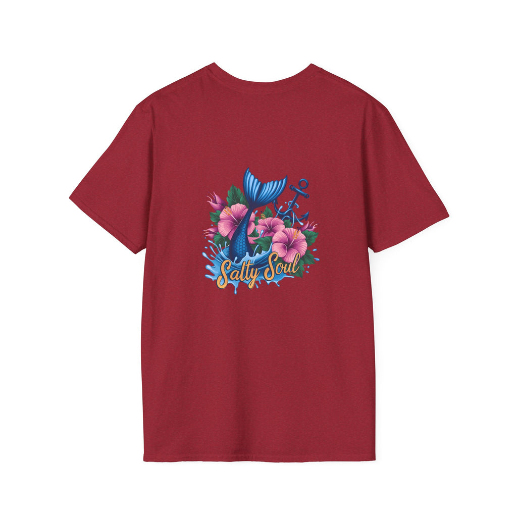 Salty Soul Mermaid Anchor Floral T-Shirt — Cute Beach Gift for Women Nautical Tee