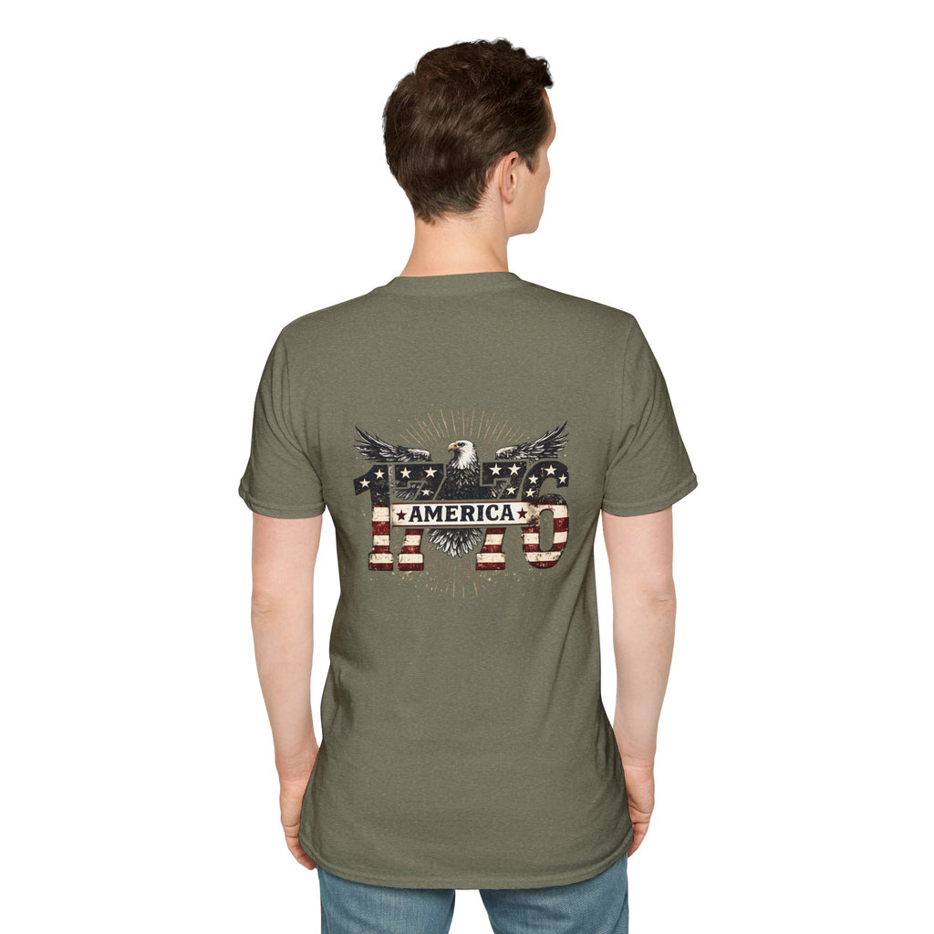 1776 American Flag Eagle T-Shirt — Vintage Patriotic Gift for Him Fourth of July Tee