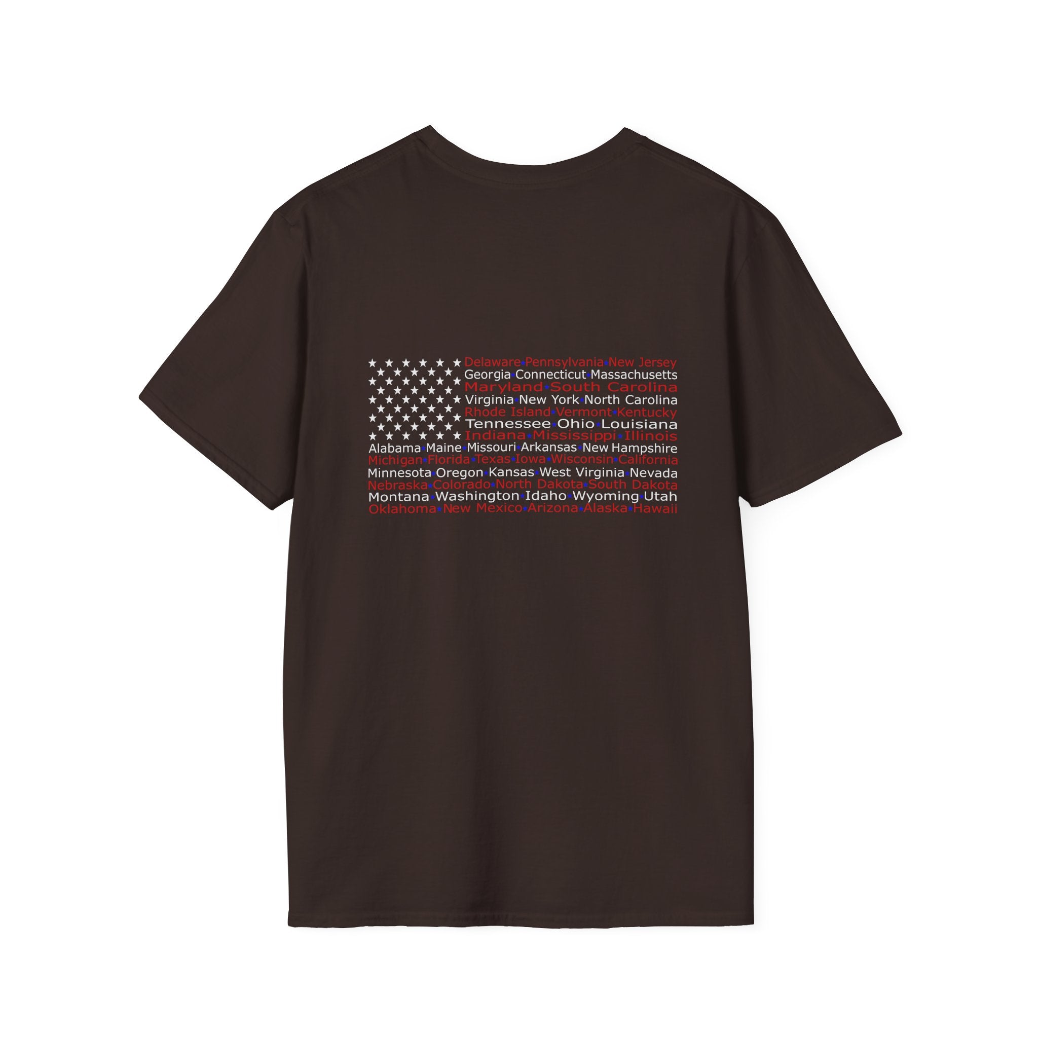 United American Flag T-Shirt — Patriotic Gift for Him Red Chest Graphic Tee