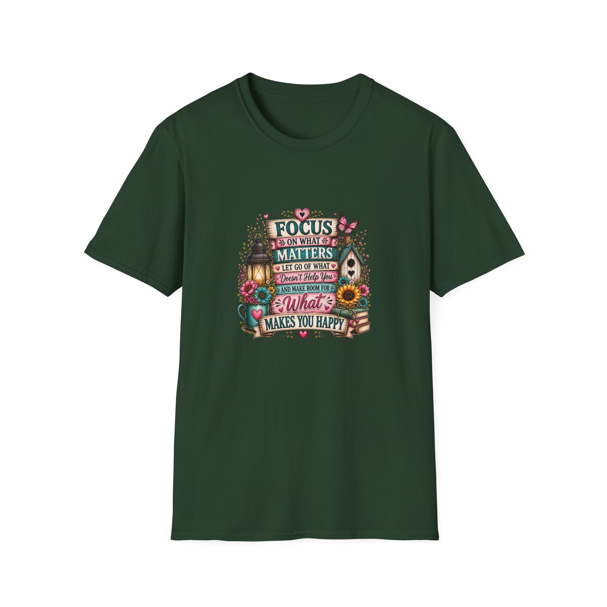 Focus on What Matters Floral T-Shirt — Inspirational Motivational Gift for Women Tee