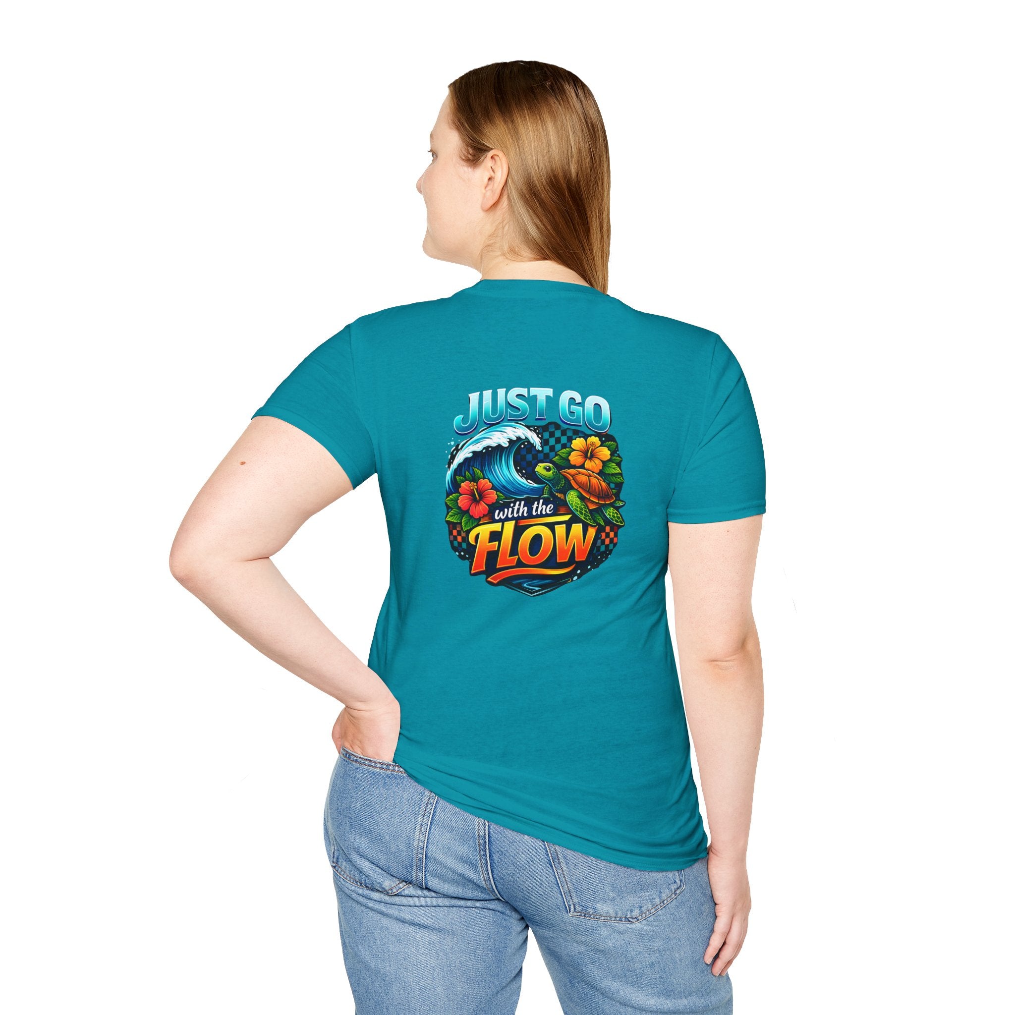 Go With the Flow Sea Turtle T-Shirt — Cute Beach Gift for Women Ocean Floral Tee