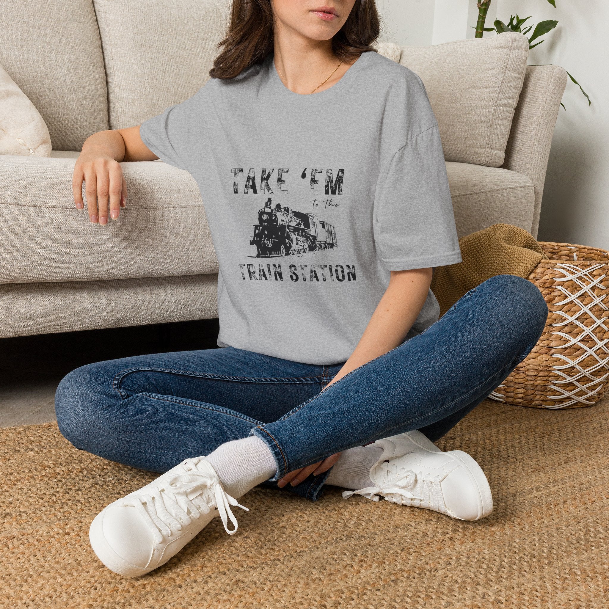 Take 'Em to the Train Station T-Shirt — Funny Sarcastic Gift Vintage Engine Graphic Tee