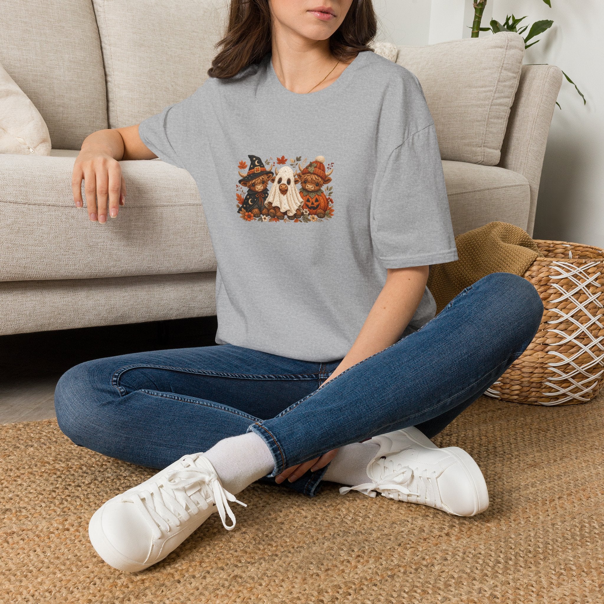 Halloween Cows Trio T-Shirt — Cute Funny Gift for Her Ghost & Pumpkin Fall Tee