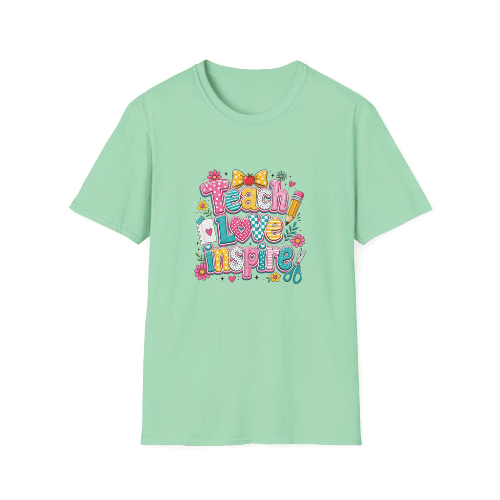 Teach Love Inspire T-Shirt — Cute Colorful Teacher Gift School Appreciation Tee