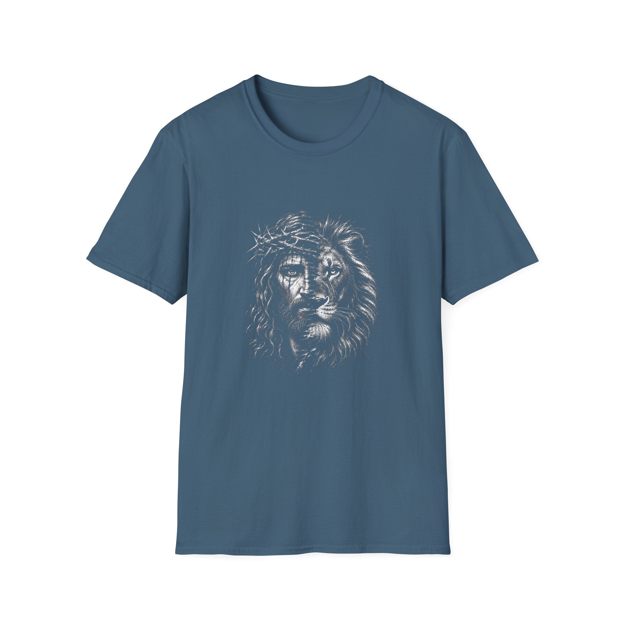 Lion of Judah T-Shirt — Crown of Thorns Half-Face Lion Christian Graphic Tee