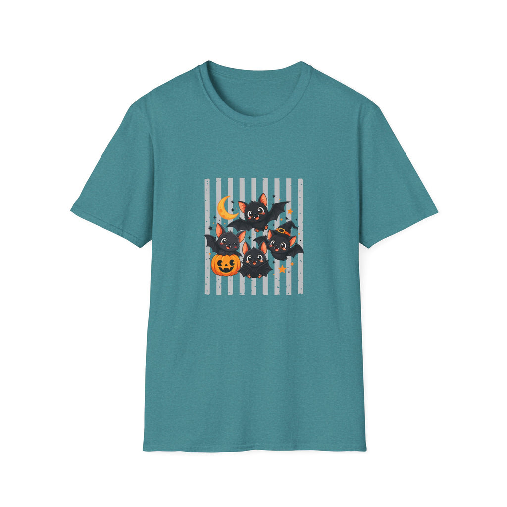 Halloween Bats Pumpkin Moon T-Shirt — Cute Spooky Gift for Women Graphic Tee