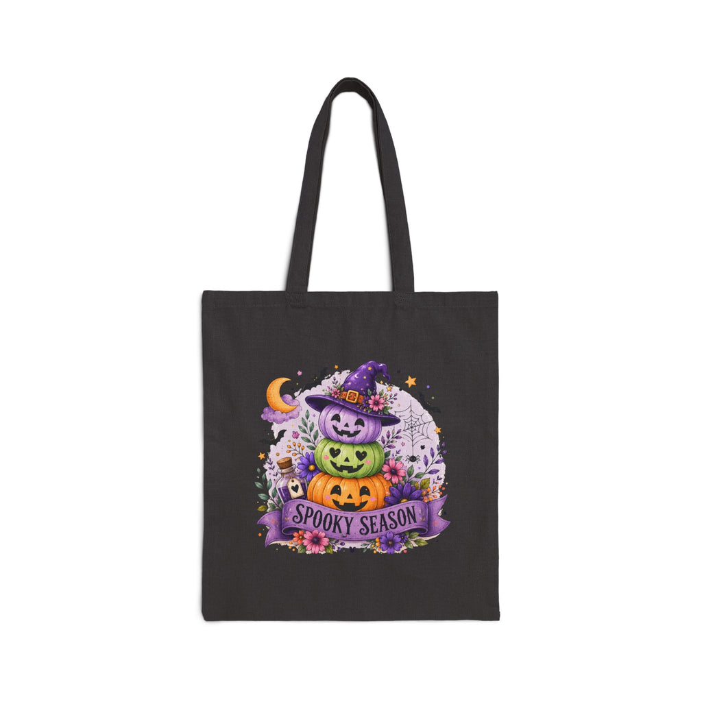 Spooky Season Jack-o'-Lantern Canvas Tote Bag — Cute Halloween Gift for Women