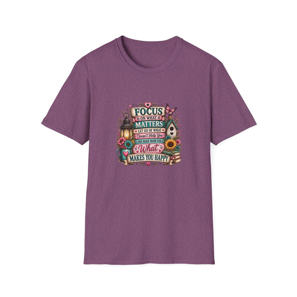 Focus on What Matters Floral T-Shirt — Inspirational Motivational Gift for Women Tee
