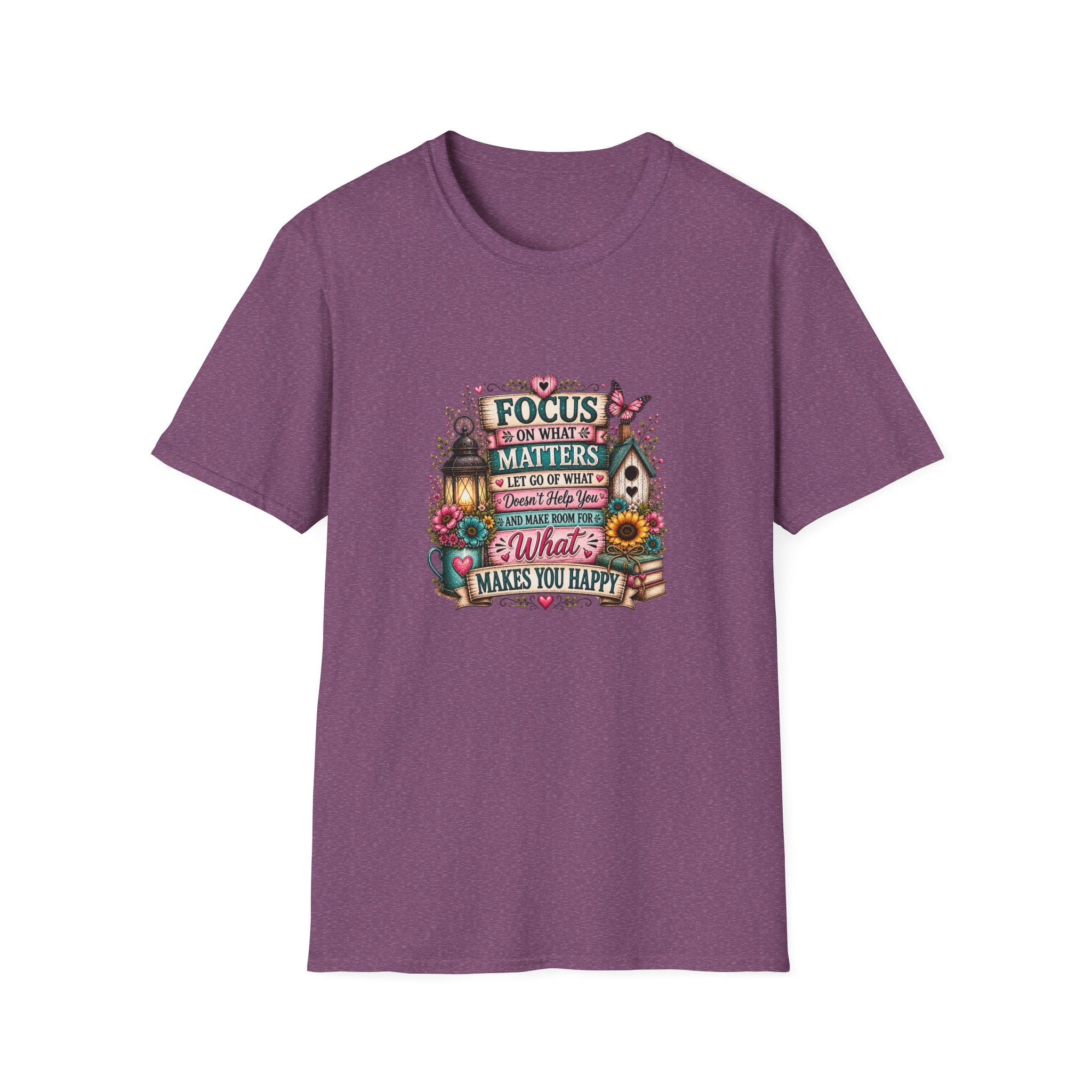 Focus on What Matters Floral T-Shirt — Inspirational Motivational Gift for Women Tee