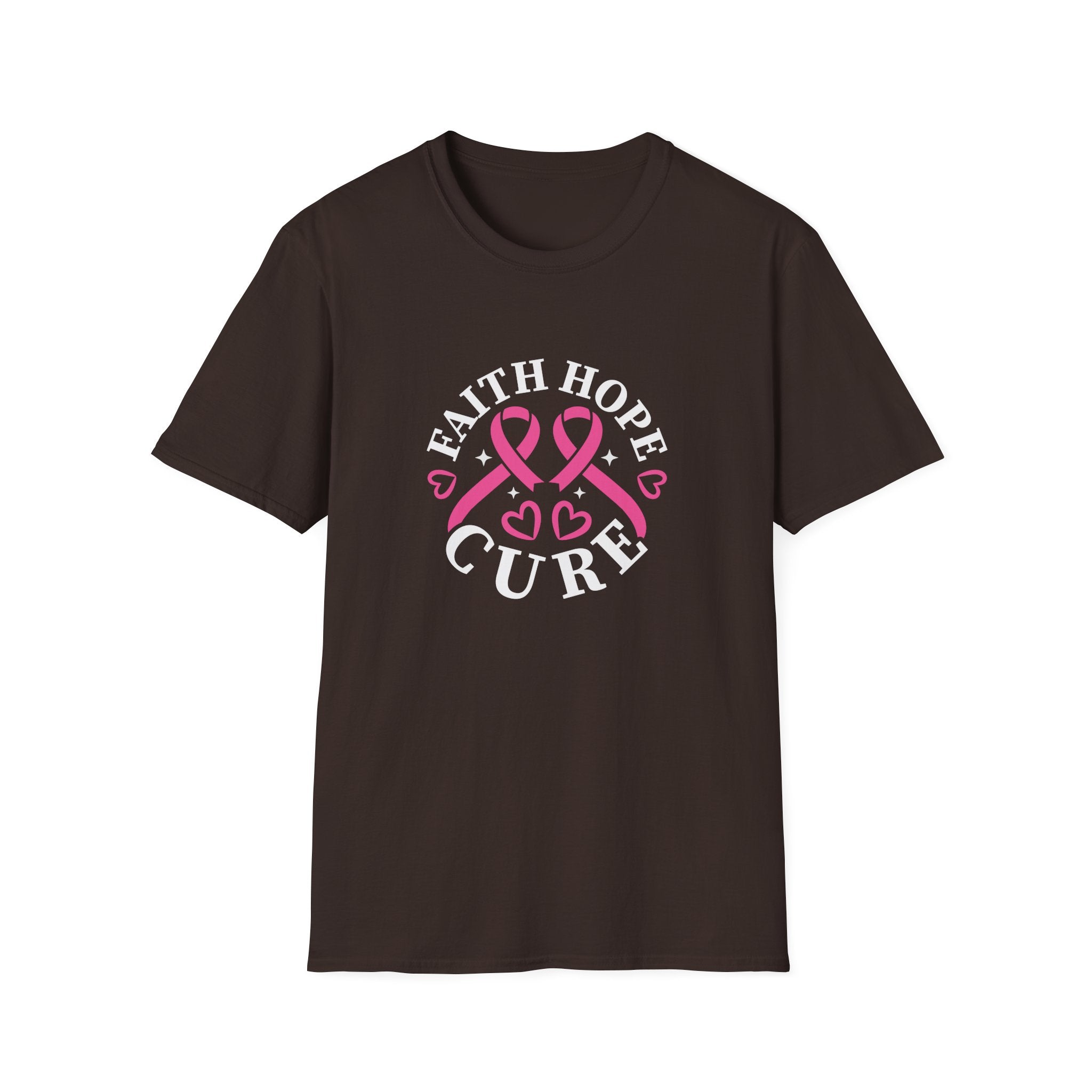 Faith Hope Cure Breast Cancer Awareness T-Shirt — Pink Ribbon Gift for Her Support Graphic Tee