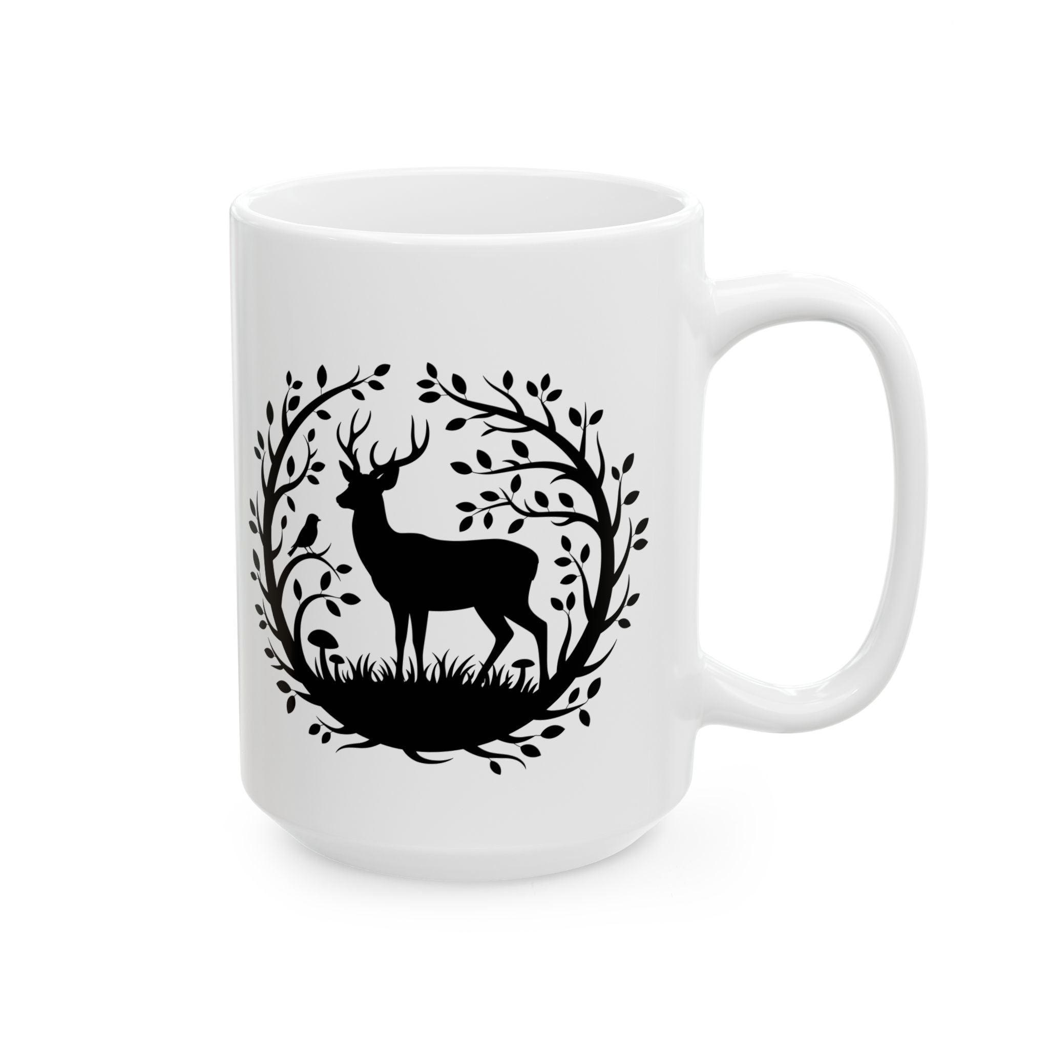 Tree of Serenity Nature Ceramic Mug — Cute Peaceful Gift Black Silhouette Coffee Cup