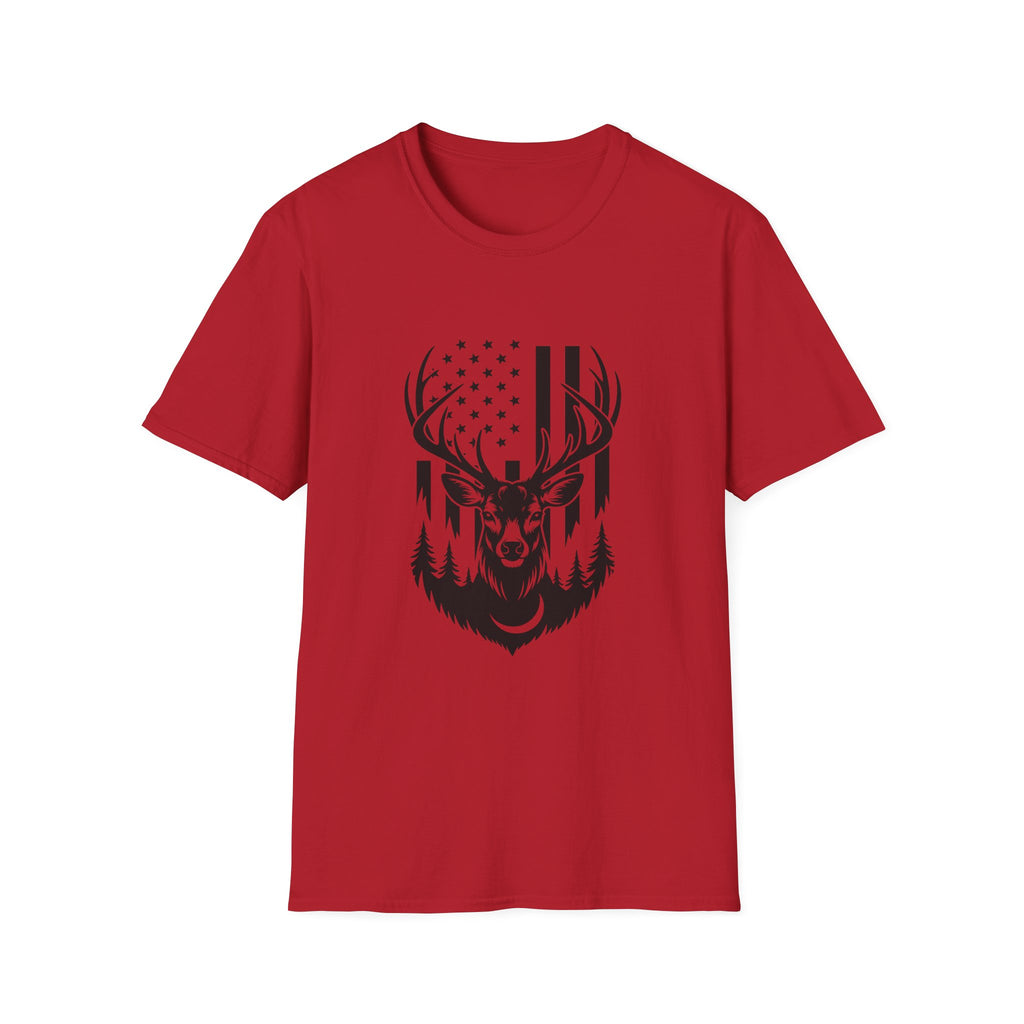 Rustic American Flag Buck T-Shirt — Patriotic Hunting Gift for Men Wildlife Tee