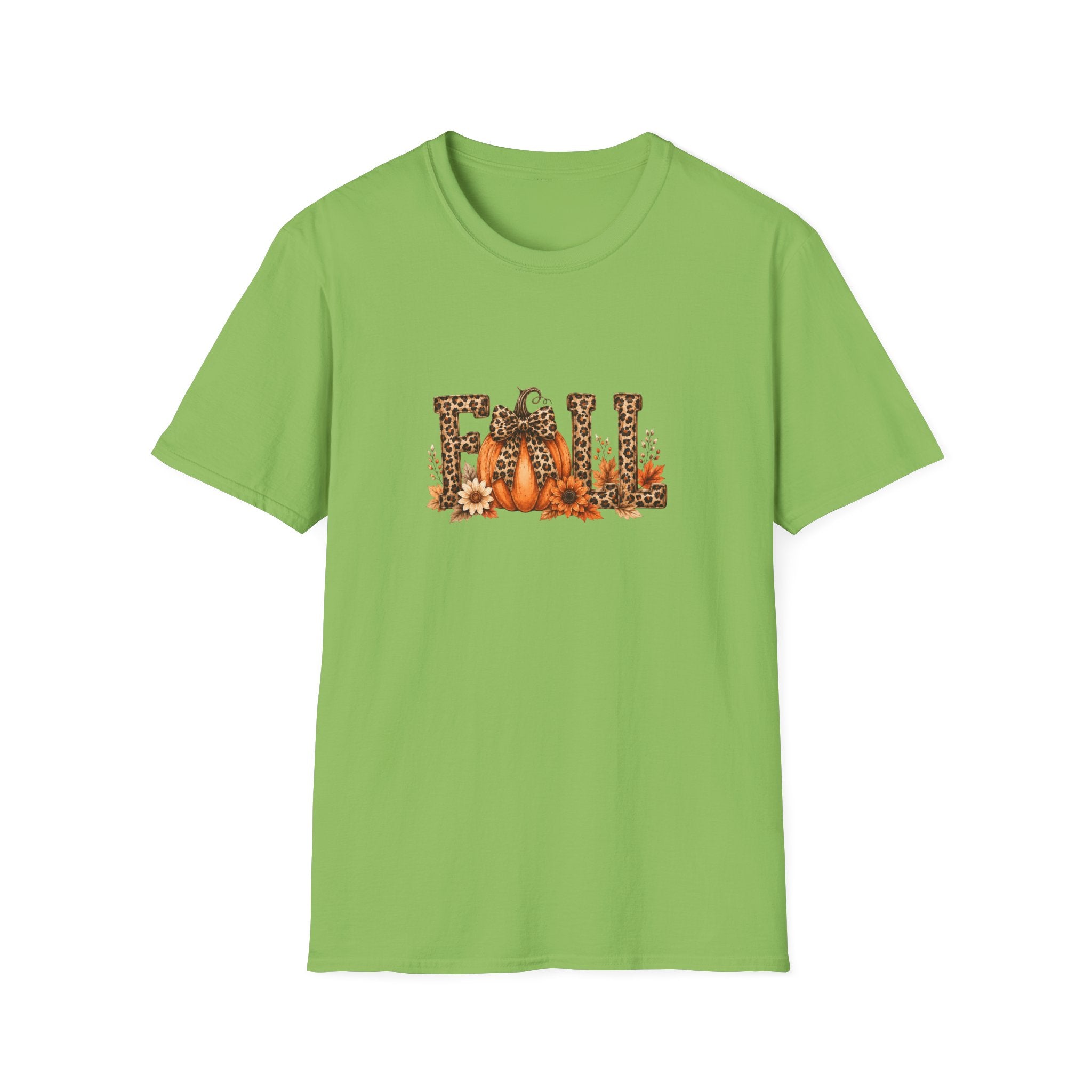 Fall Leopard Pumpkin T-Shirt — Cute Autumn Gift for Women Floral Graphic Tee