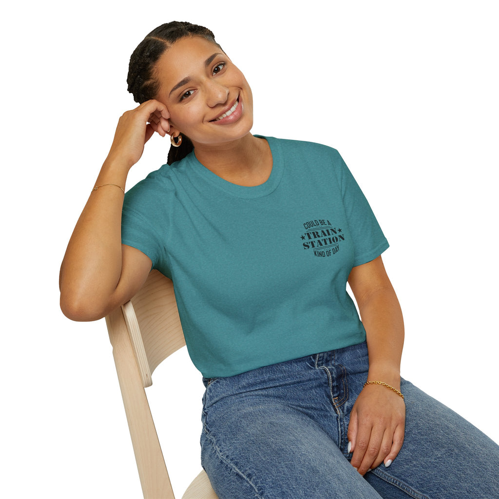 Could Be a Train Station Kind of Day T-Shirt — Funny Sarcastic Gift for Her Pocket Tee