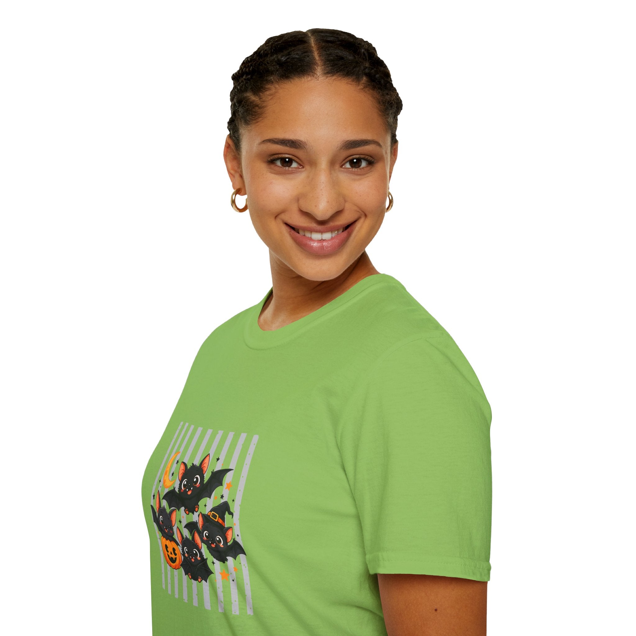 Halloween Bats Pumpkin Moon T-Shirt — Cute Spooky Gift for Women Graphic Tee