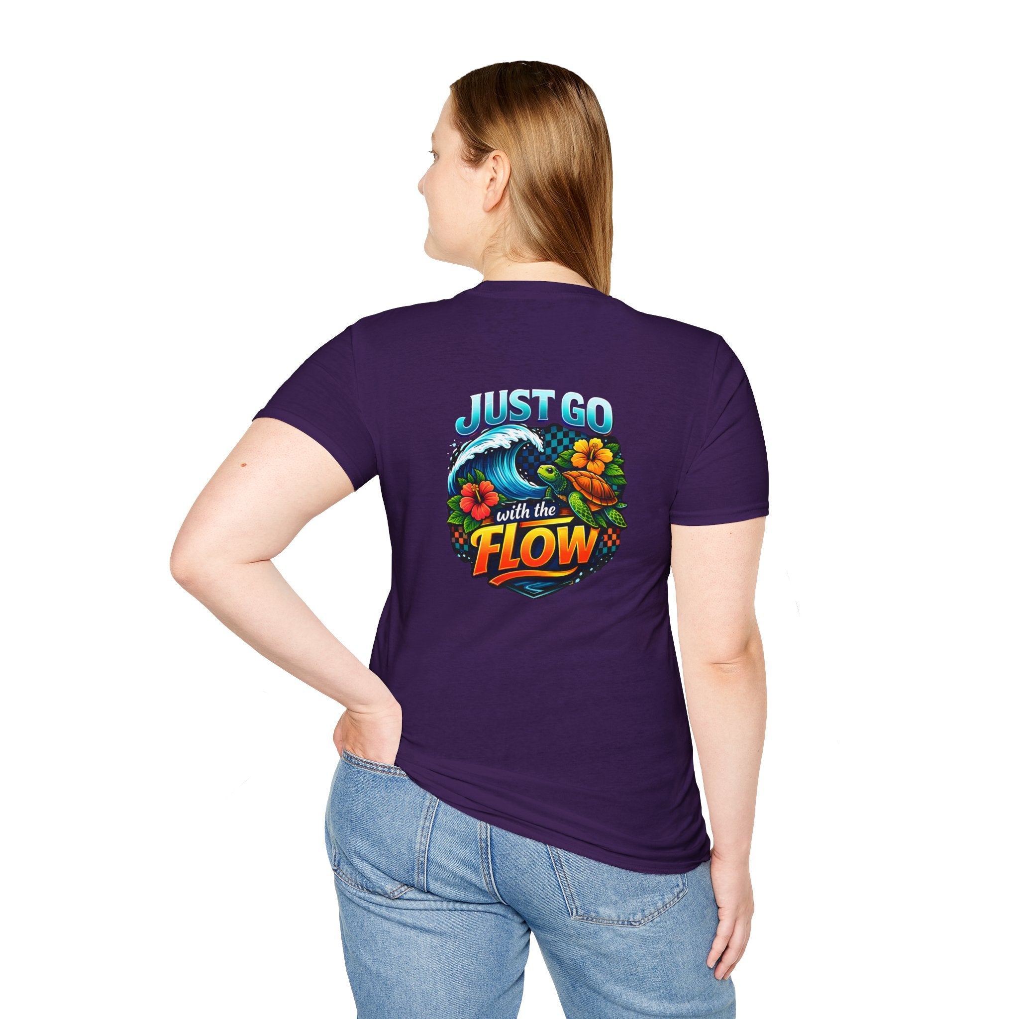 Go With the Flow Sea Turtle T-Shirt — Cute Beach Gift for Women Ocean Floral Tee