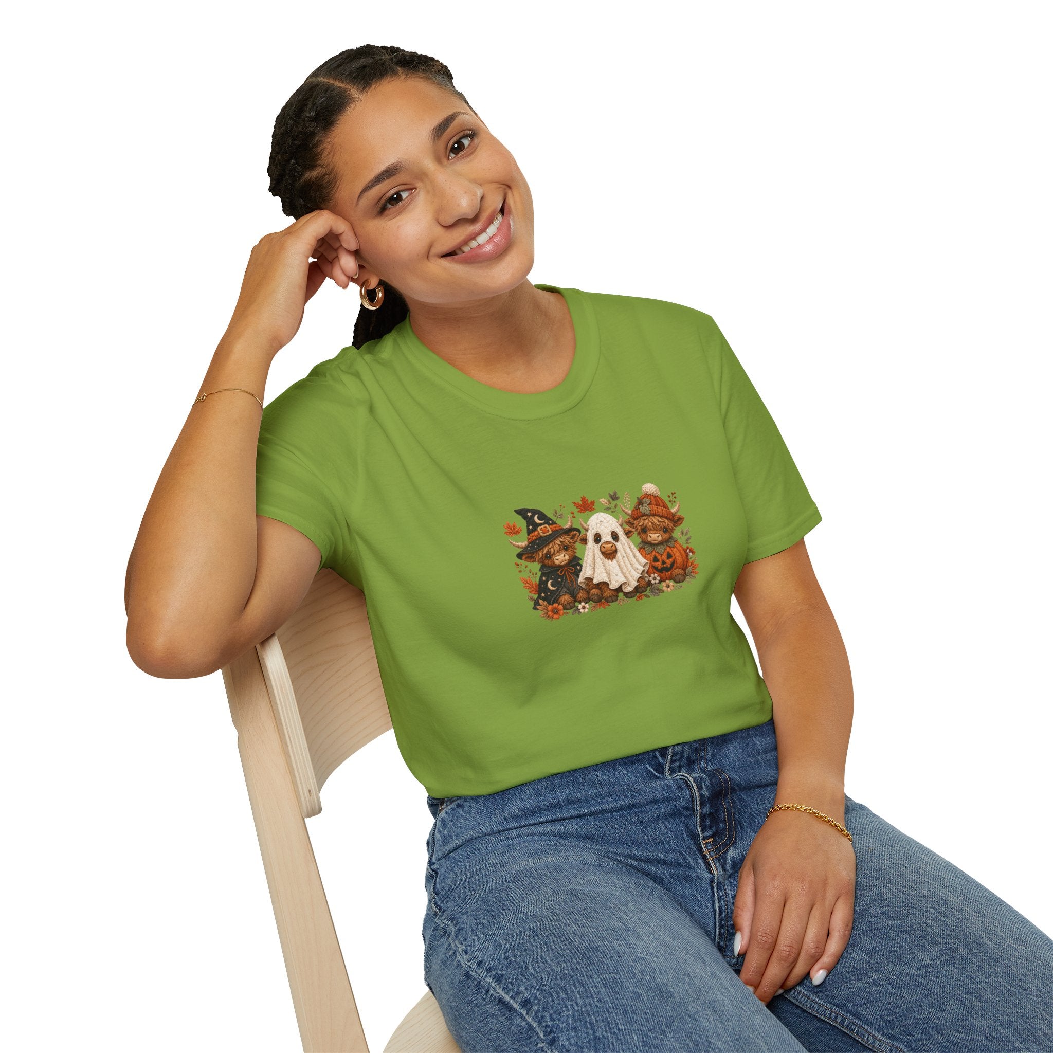 Halloween Cows Trio T-Shirt — Cute Funny Gift for Her Ghost & Pumpkin Fall Tee