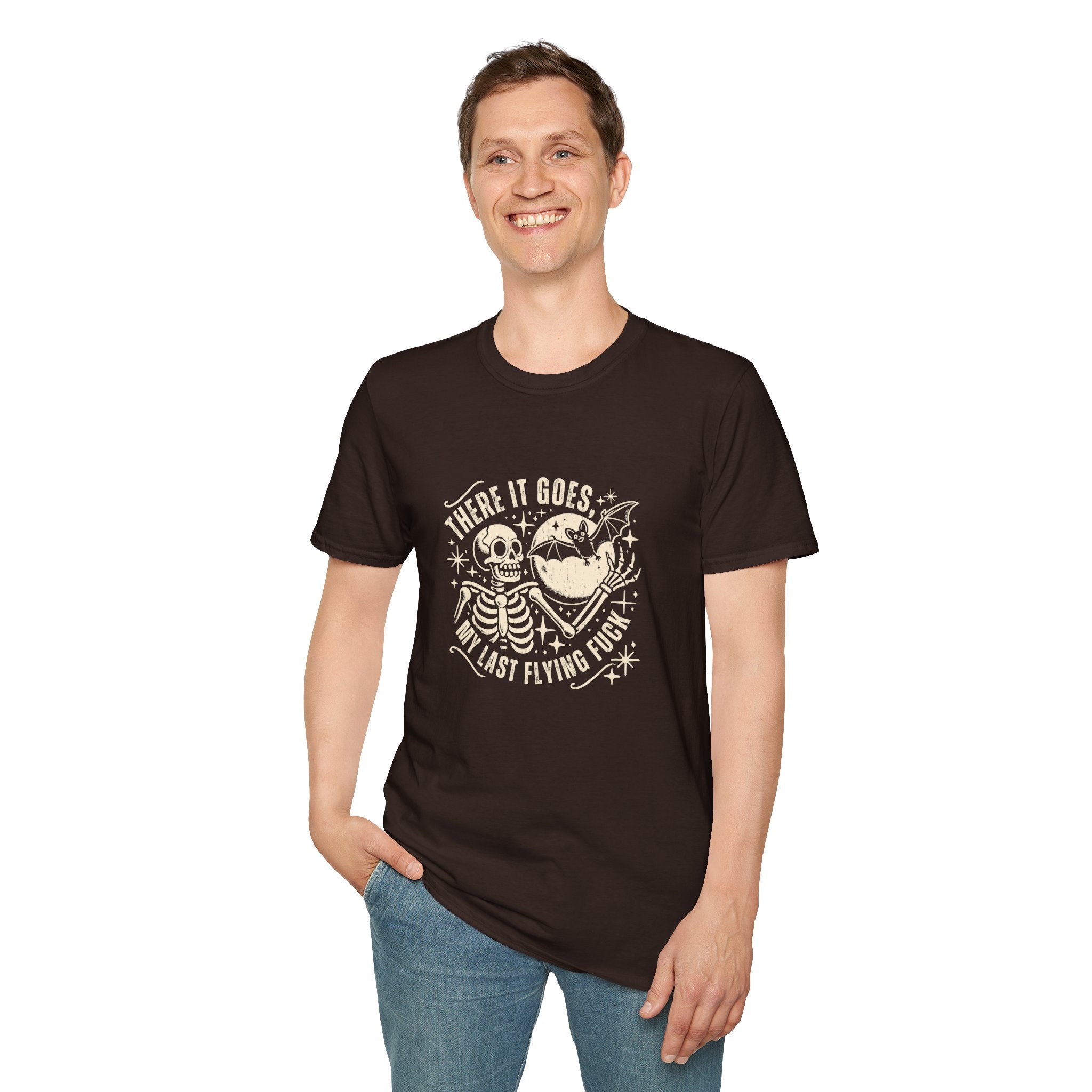 There It Goes Skull Moon & Bat T-Shirt — Cute Halloween Gift for Women Graphic Tee
