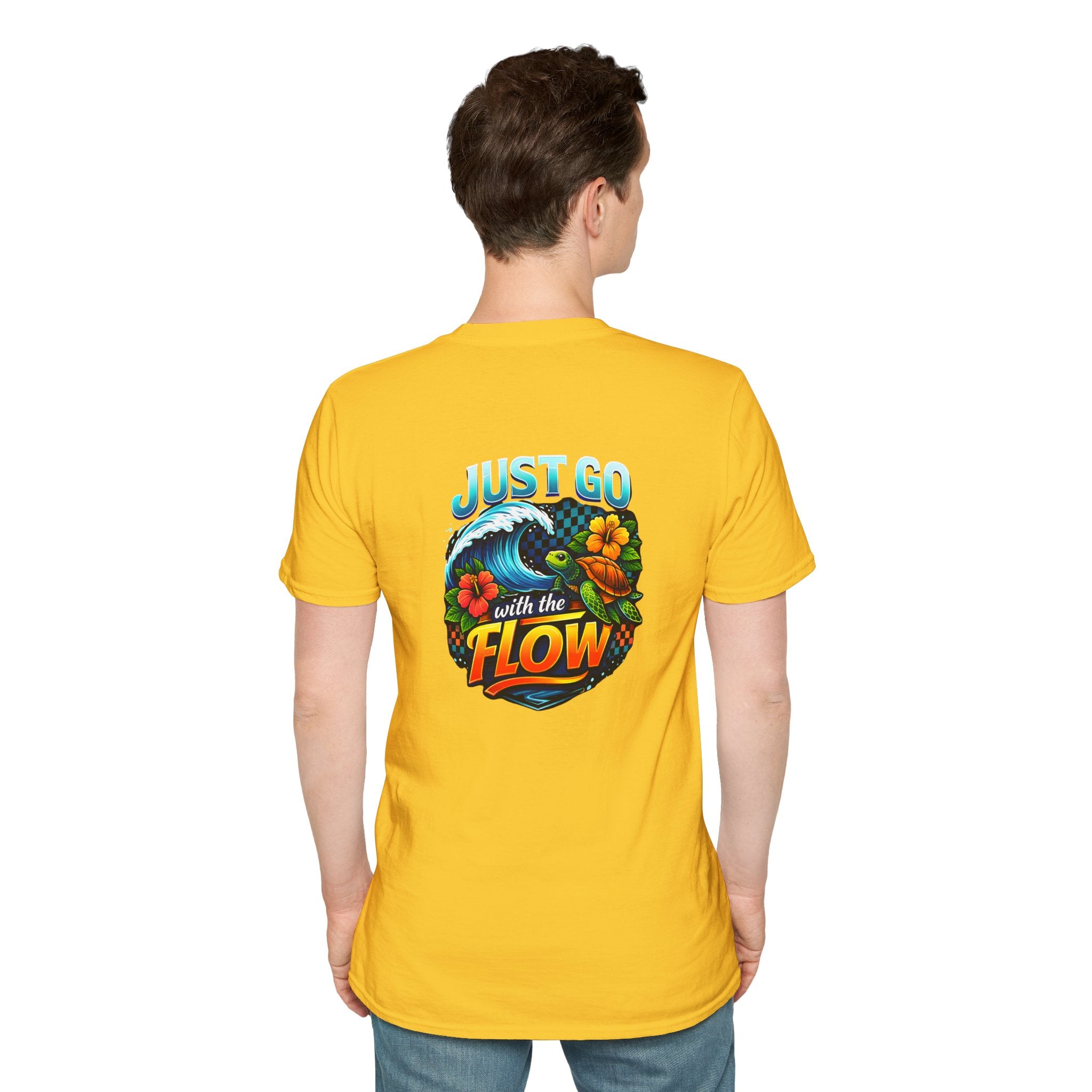 Go With the Flow Sea Turtle T-Shirt — Cute Beach Gift for Women Ocean Floral Tee